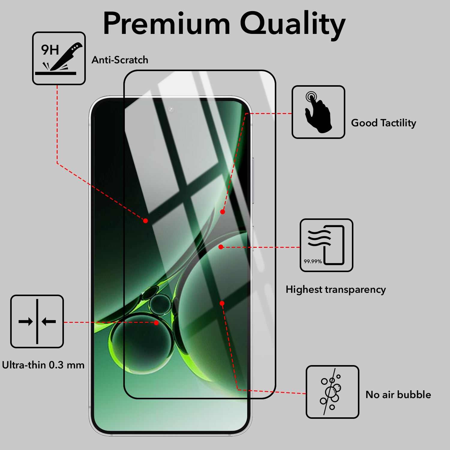Tempered Glass For Oneplus Nord 3 Military-Grade Gorilla Screen Protector With Installation Kit | Shatterproof, Full Coverage, HD Clear, Scratch Resistant (Pack of 1)