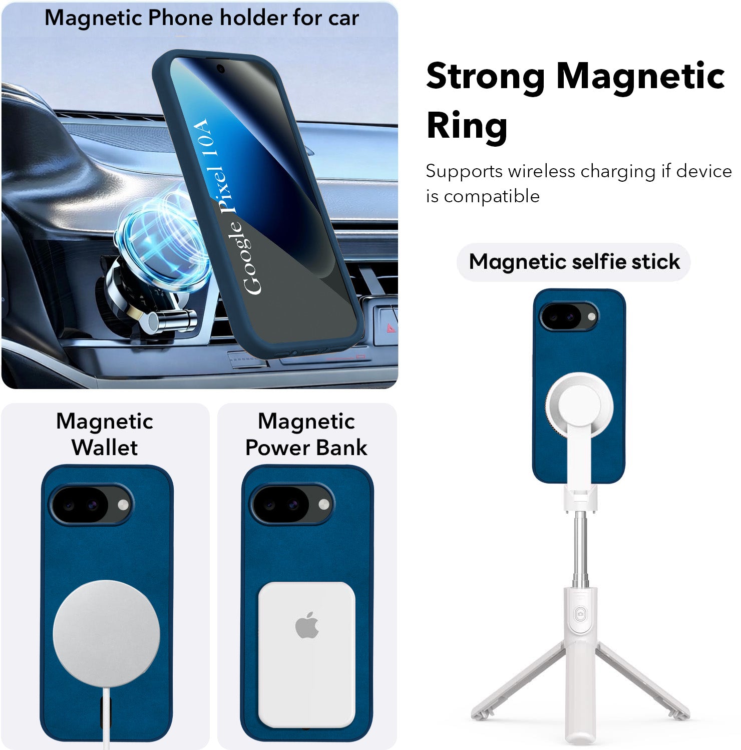 For Google Pixel 10a Back Cover Case Leather Finish (MagSafe Compatible Wireless Charging | Soft Touch | Camera Bump Protection)