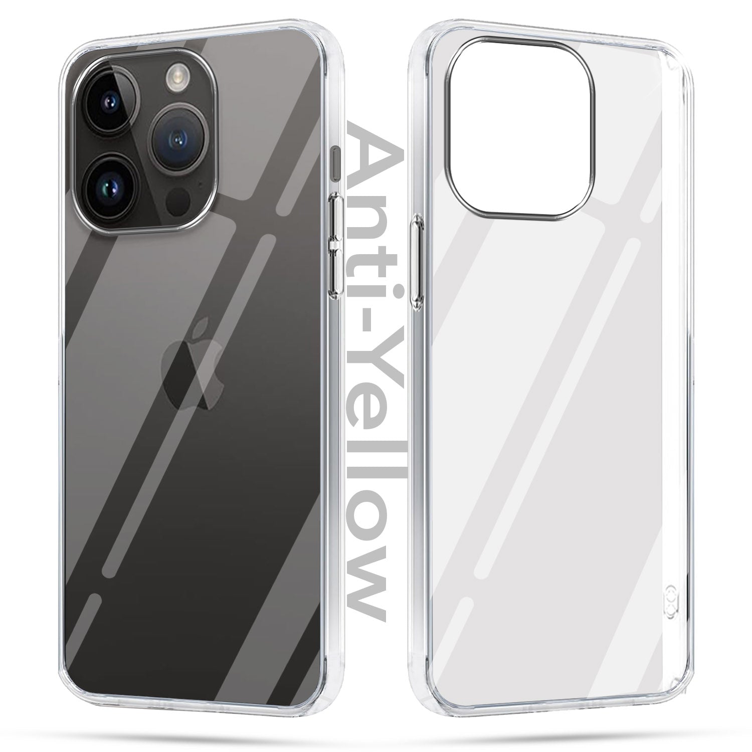 For Apple iPhone 13 Pro Combo with Back Cover and 9H Tempered Glass (Lifetime Anti-Yellow | Sleek Hard Crystal | Oleophobic Coating Screen Glass)
