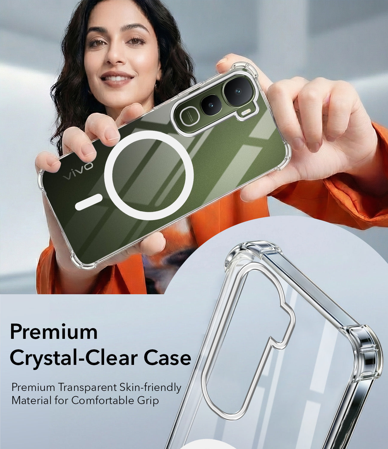 For Vivo Y400 Back Cover Shockproof Crystal-Clear (Magsafe Wireless Support | Drop & Camera Protection | Hard Polycarbonate)