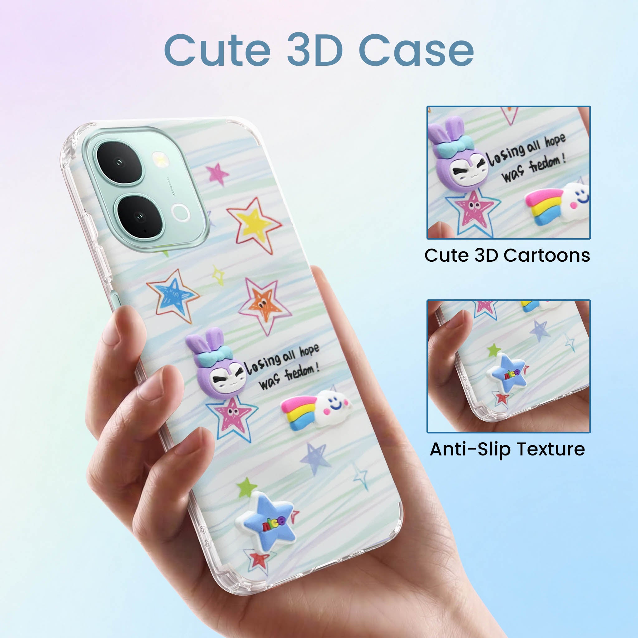 For Vivo iQOO Z11x 5G Back Cover Case (3D Cute Cartoons | Hard Back Side Soft | Matte Premium Finish | HD Printing)