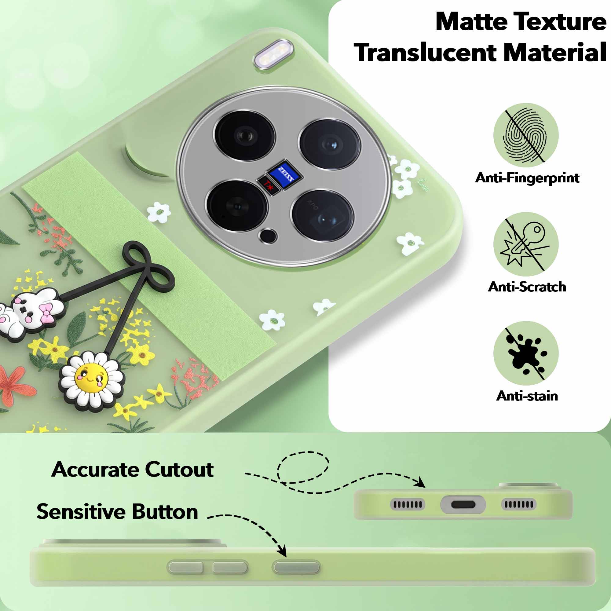 For Vivo X300 5G Back Cover Case (3D Cute Cartoons | Hard Back Side Soft | Matte Premium Finish | HD Printing)