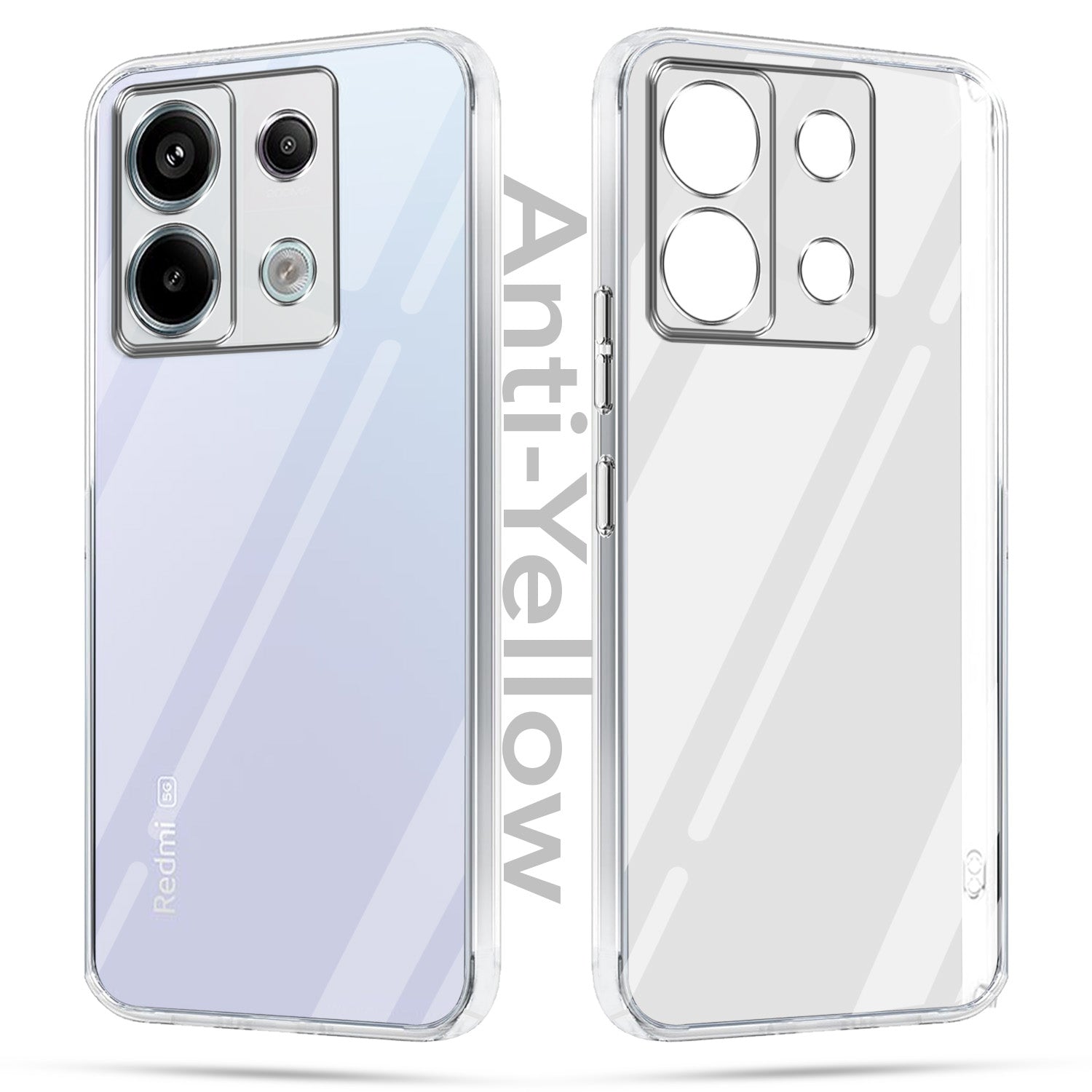 For Redmi Note 13 Pro Combo with Back Cover and 9H Tempered Glass (Lifetime Anti-Yellow | Sleek Hard Crystal | Oleophobic Coating Screen Glass)
