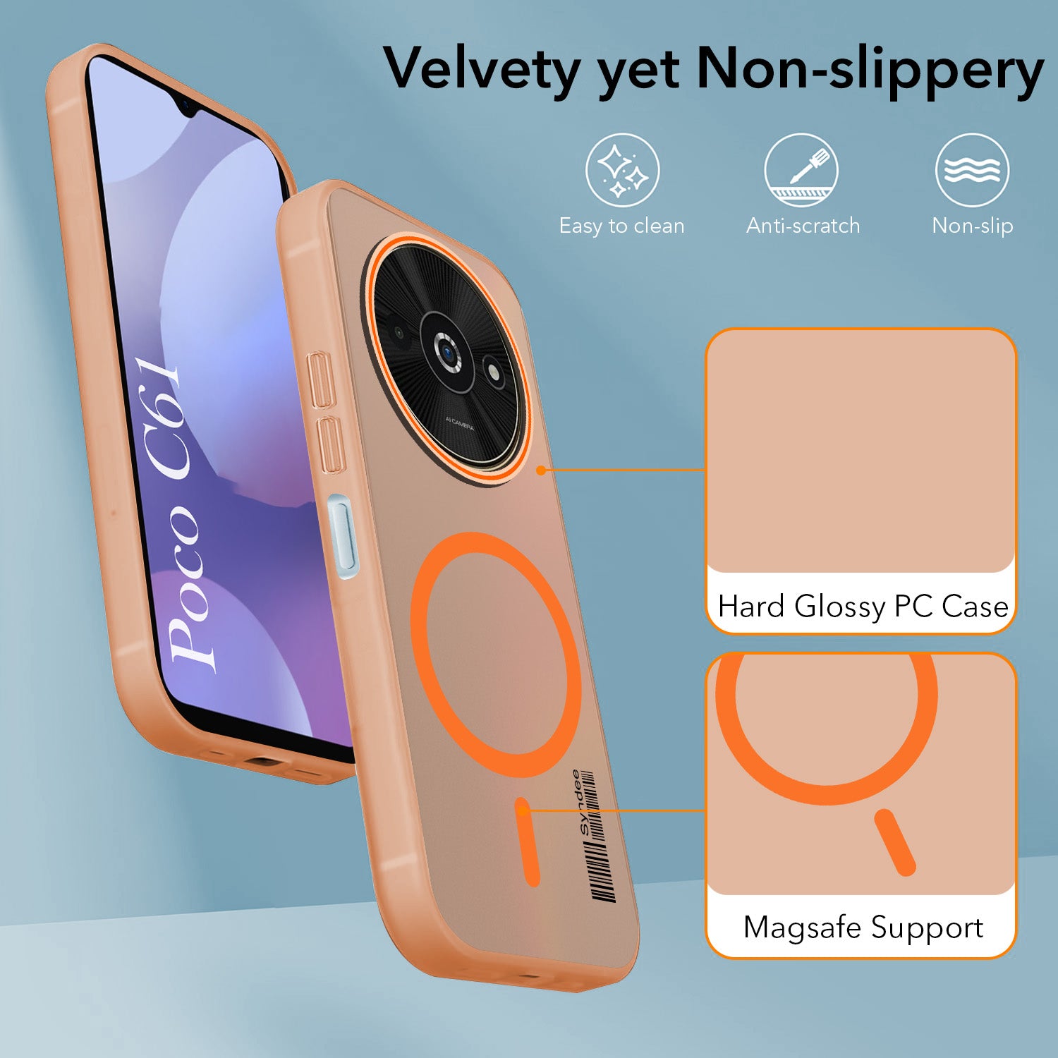 For Xiaomi Poco C61 Back Cover Case (Soft Touch | Camera Bump Protection | MagSafe Compatible | Matte Finish)