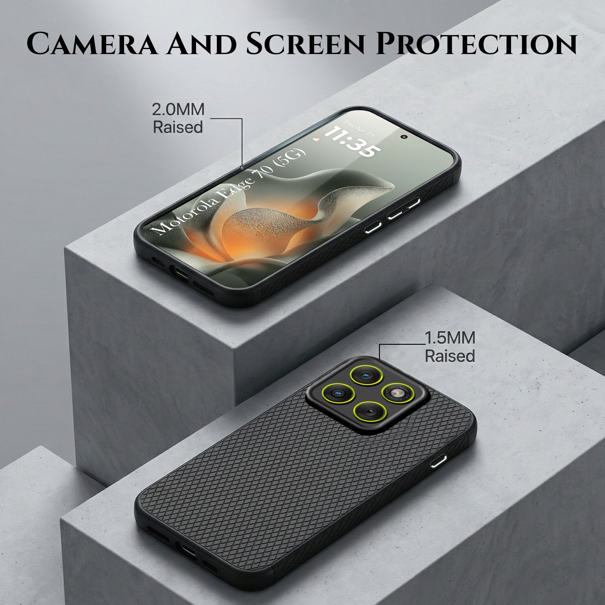 For Motorola Moto Edge 70 Combo with Back Cover and 9H Tempered Glass (Liquid Silicone | Camera Protection | Oleophobic Coating Screen Glass)