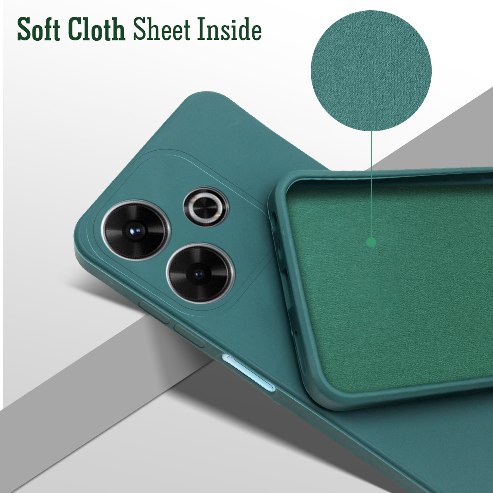 For Poco M6 Plus 5G Back Cover Case ( Matte Finish Silicone with Inside Fiber cloth)