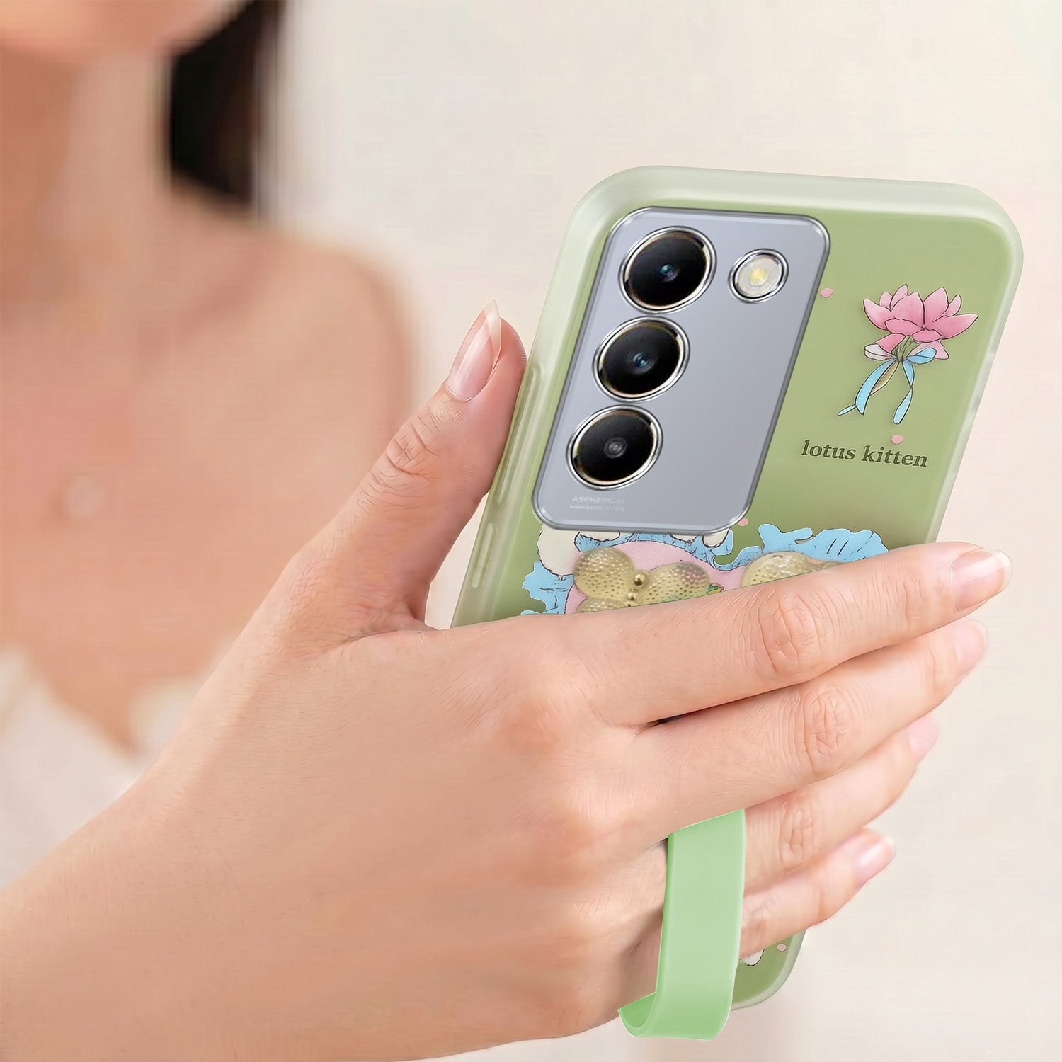 For Vivo T3 5G Back Cover Case (3D Cute Heart Strap Holder | Camera Protection | Designer Girls Print)