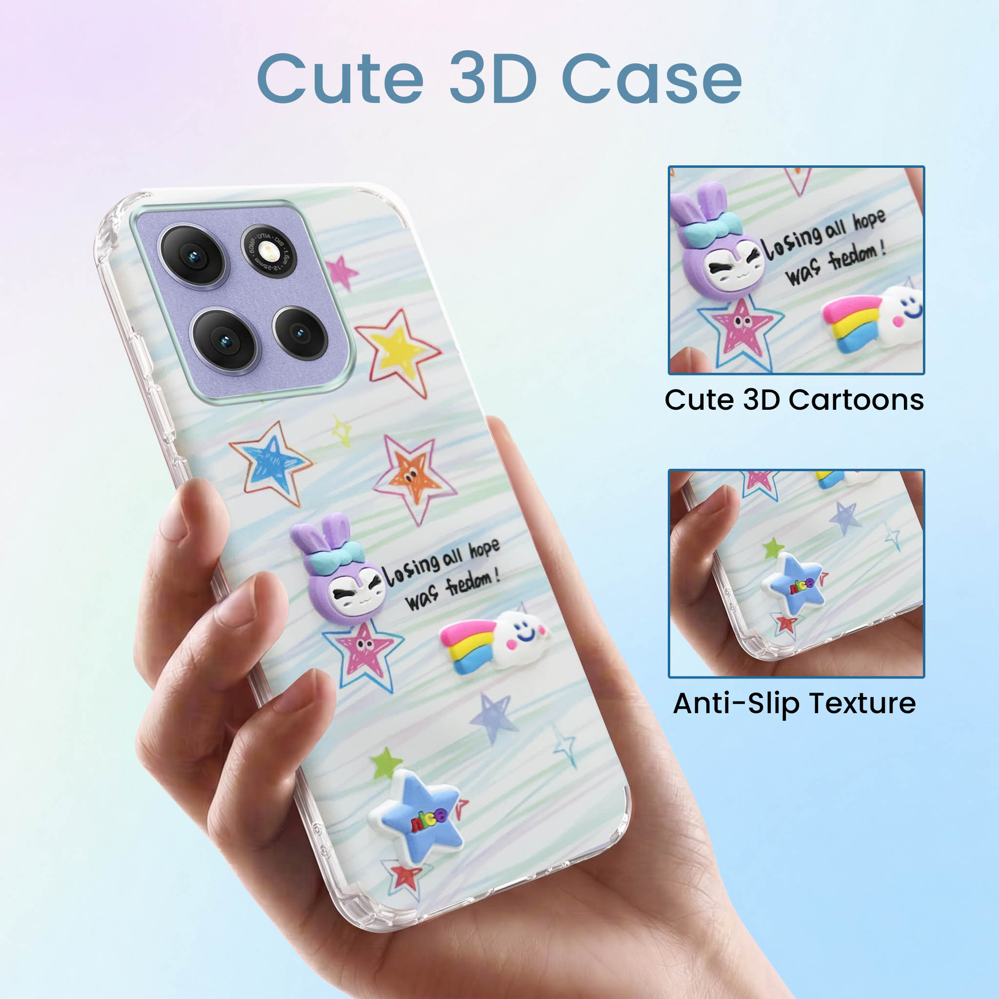 For Motorola Moto G86 Power Back Cover Case (3D Cute Cartoons | Hard Back Side Soft | Matte Premium Finish | HD Printing)