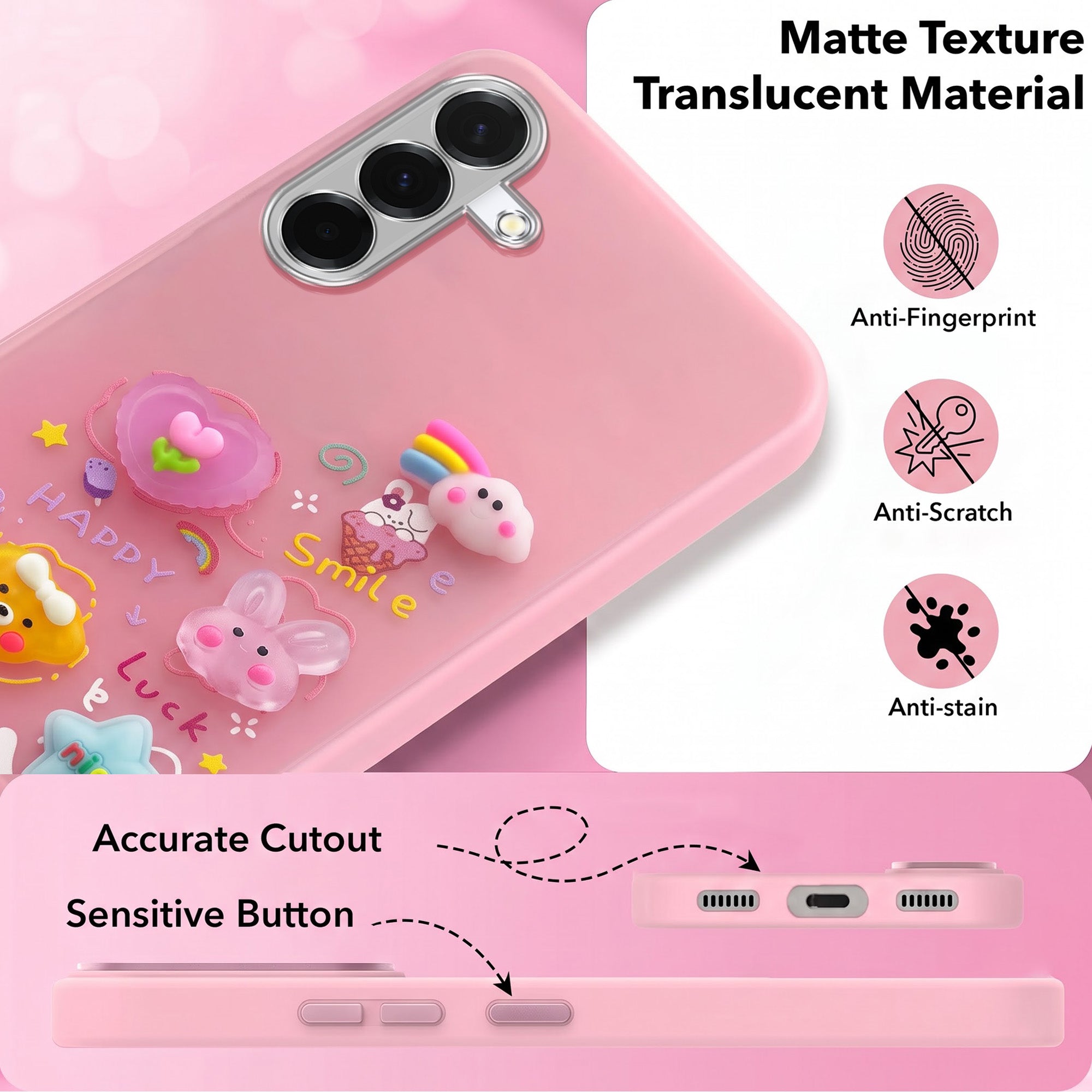 For Samsung Galaxy A36 5G Back Cover Case (3D Cute Cartoons | Hard Back Side Soft | Matte Premium Finish | HD Printing)