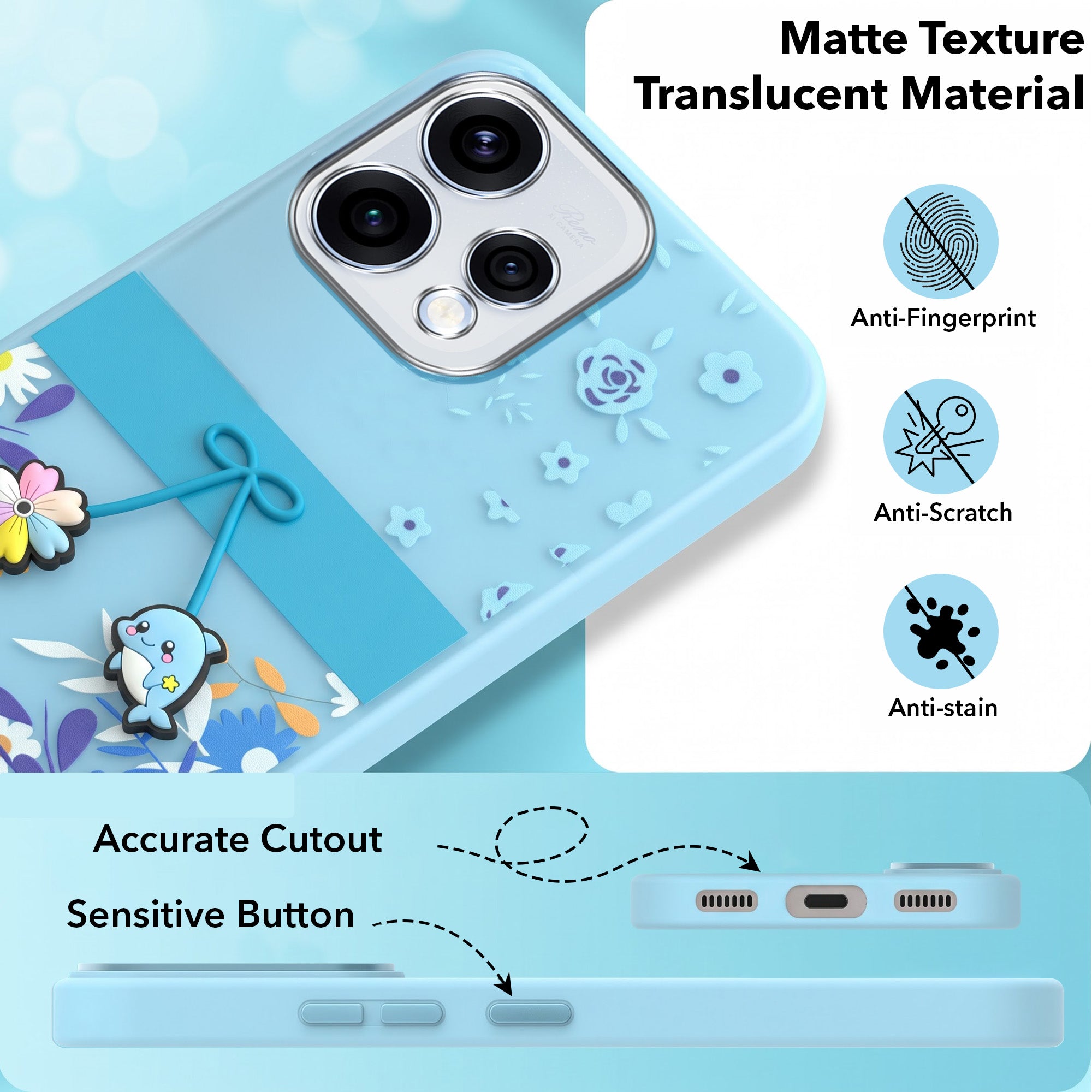 For Oppo Reno15 5G | Oppo Reno 15 5G Back Cover Case (3D Cute Cartoons | Hard Back Side Soft | Matte Premium Finish | HD Printing)
