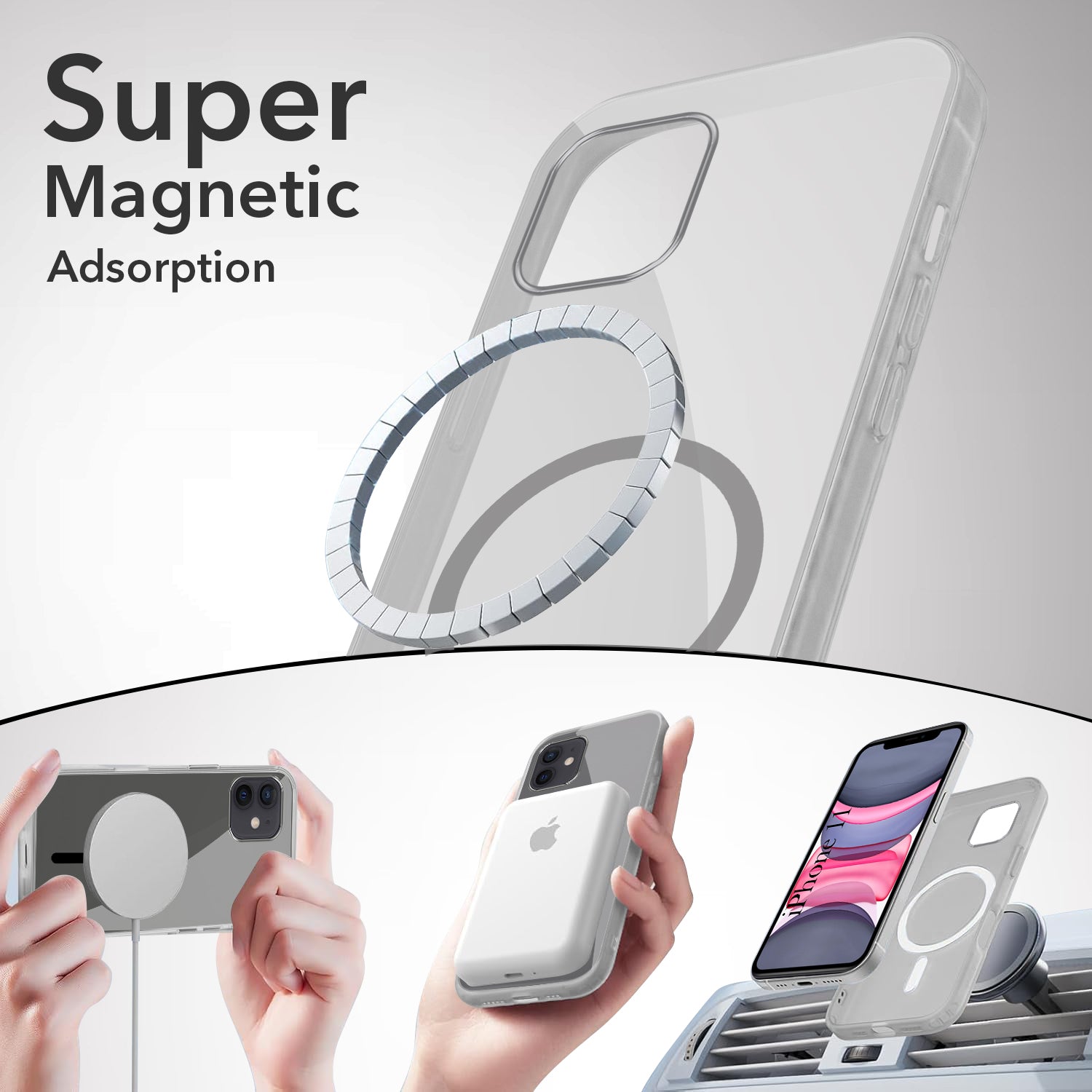 For Apple iPhone 11 Back Case Cover Lifetime Anti-Yellow MagSafe Compatible Clear (Sleek Hard Crystal | Camera Protection and Shockproof)