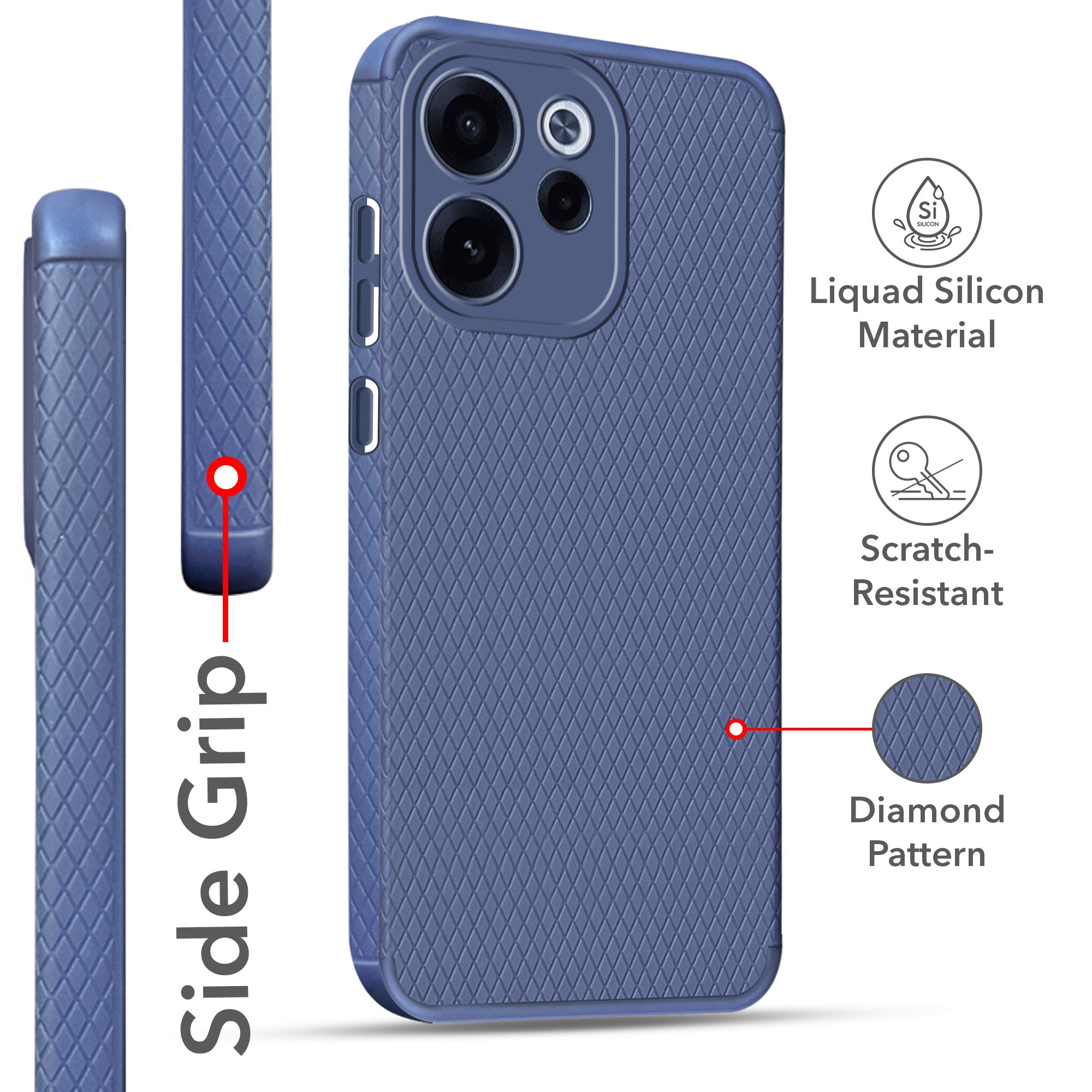 For Oppo Reno 15c Back Cover Case Liquid Silicone (Camera Protection | Side Grip Texture | Soft and Flexible)