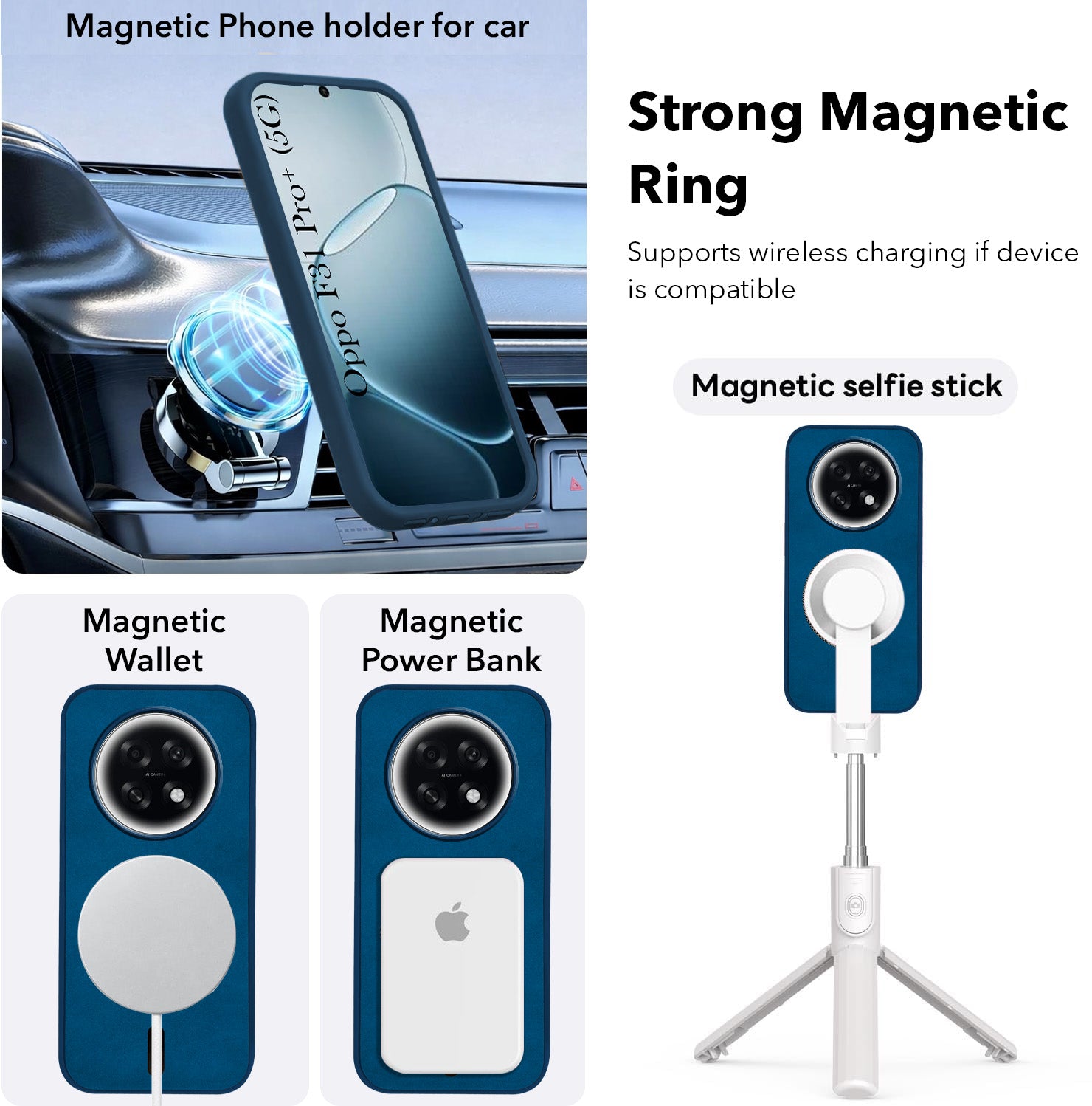 For Oppo F31 Pro Plus Back Cover Case Leather Finish (MagSafe Compatible Wireless Charging | Soft Touch | Camera Bump Protection)