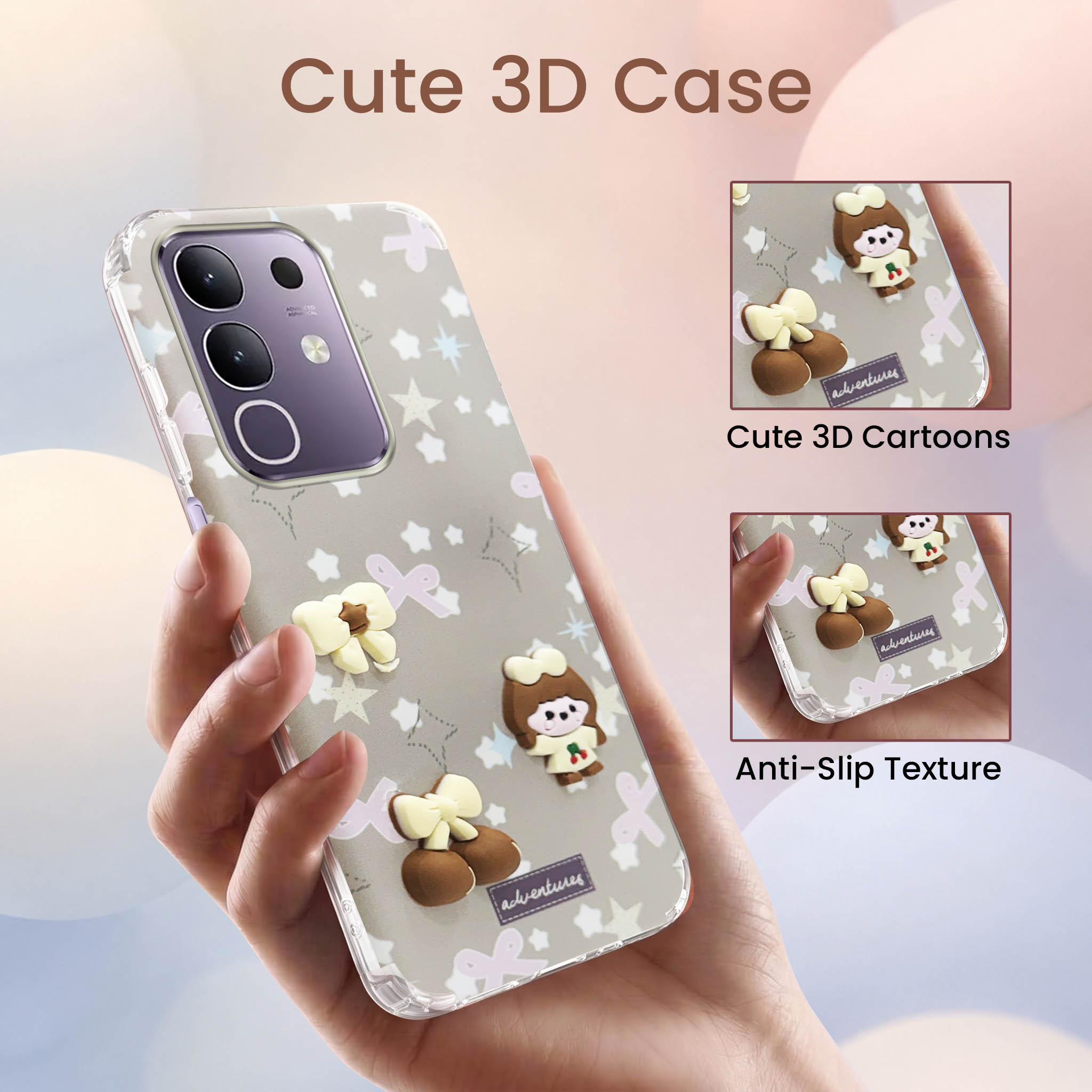 For Vivo T4x | Vivo Y31 Pro Back Cover Case (3D Cute Cartoons | Hard Back Side Soft | Matte Premium Finish | HD Printing)