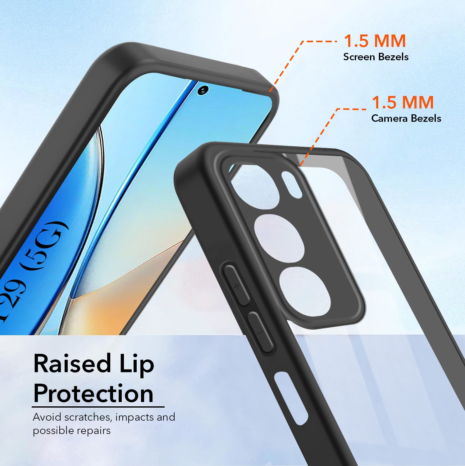 For Vivo Y29 Combo with Back Cover and 9H Tempered Glass (Lifetime Anti-Yellow | Crystal Clear Shockproof | Oleophobic Coating Screen Glass)