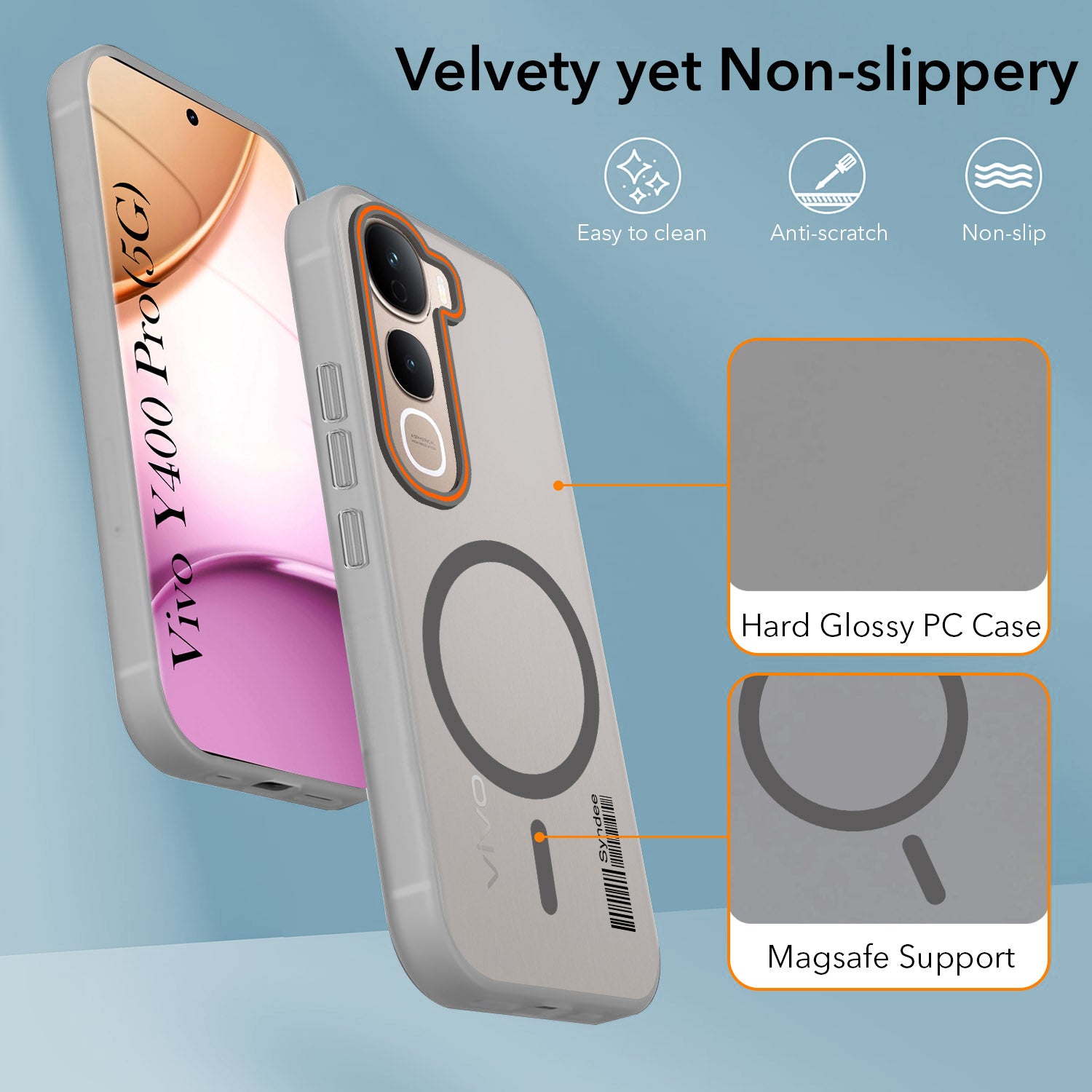 For Vivo Y400 Pro Back Cover Case (Soft Touch | Camera Bump Protection | MagSafe Compatible | Matte Finish)
