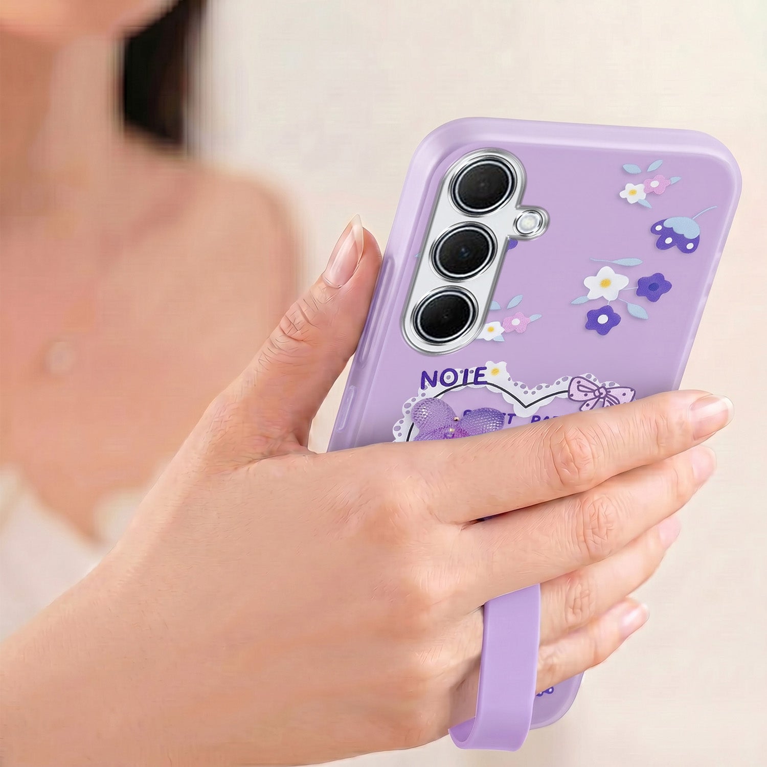 For Samsung Galaxy A35 5G Back Cover Case (3D Cute Heart Strap Holder | Camera Protection | Designer Girls Print)