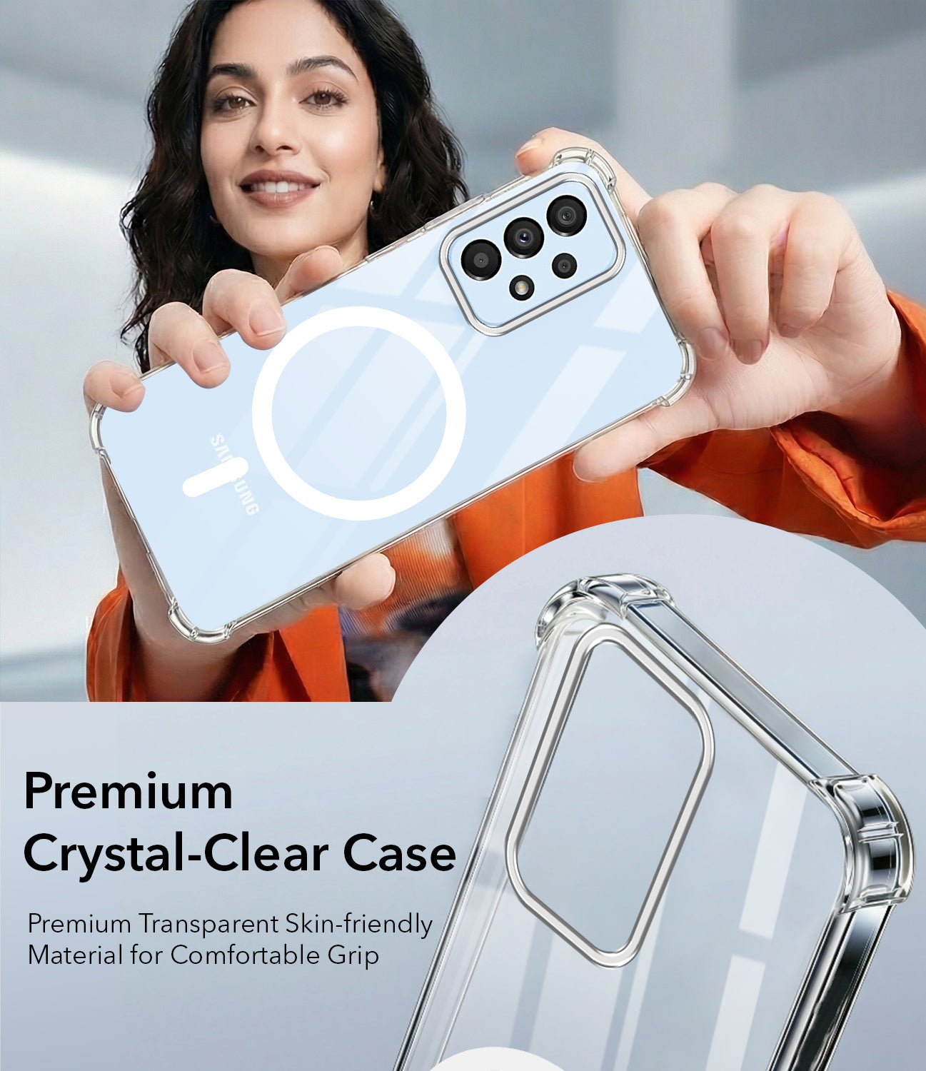 For Samsung Galaxy A33 5G Back Cover Shockproof Crystal-Clear (Magsafe Wireless Support | Drop & Camera Protection | Hard Polycarbonate)