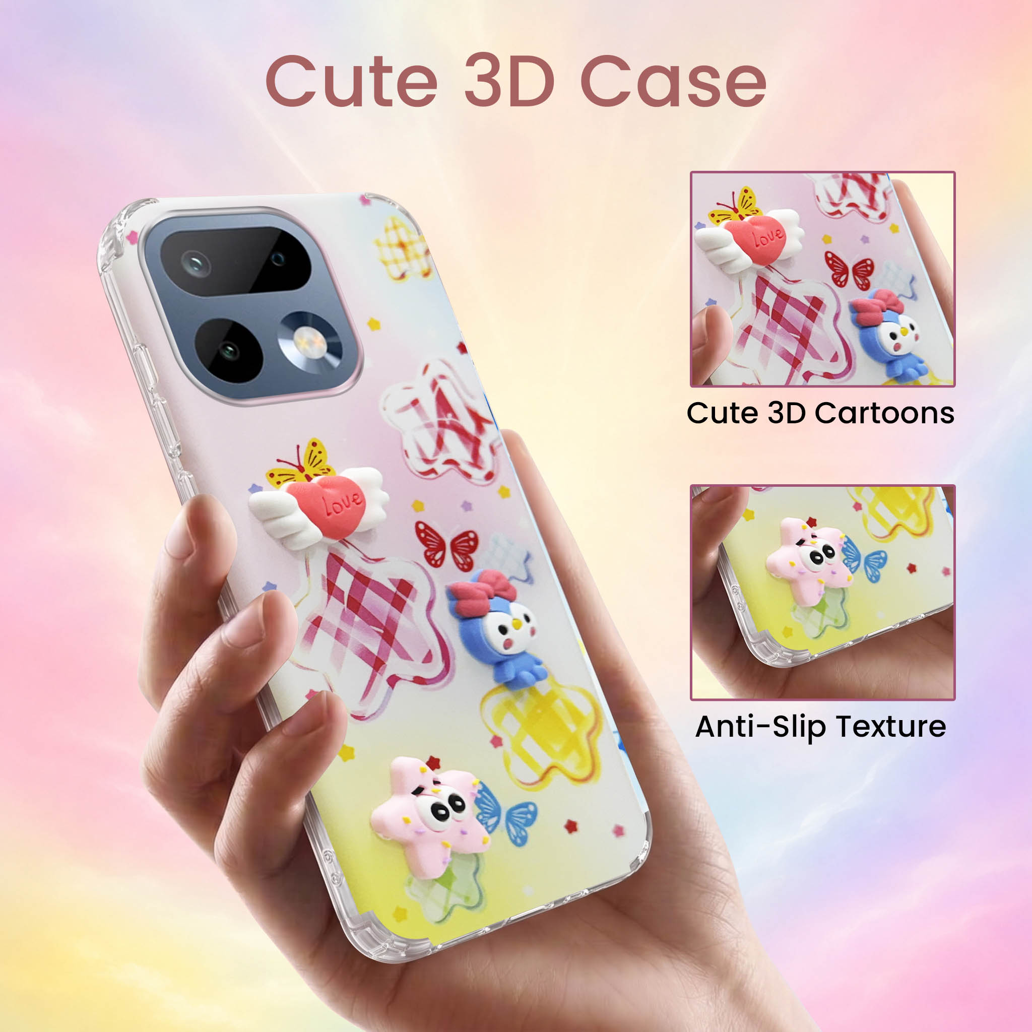 For Realme 16 Pro Back Cover Case (3D Cute Cartoons | Hard Back Side Soft | Matte Premium Finish | HD Printing)