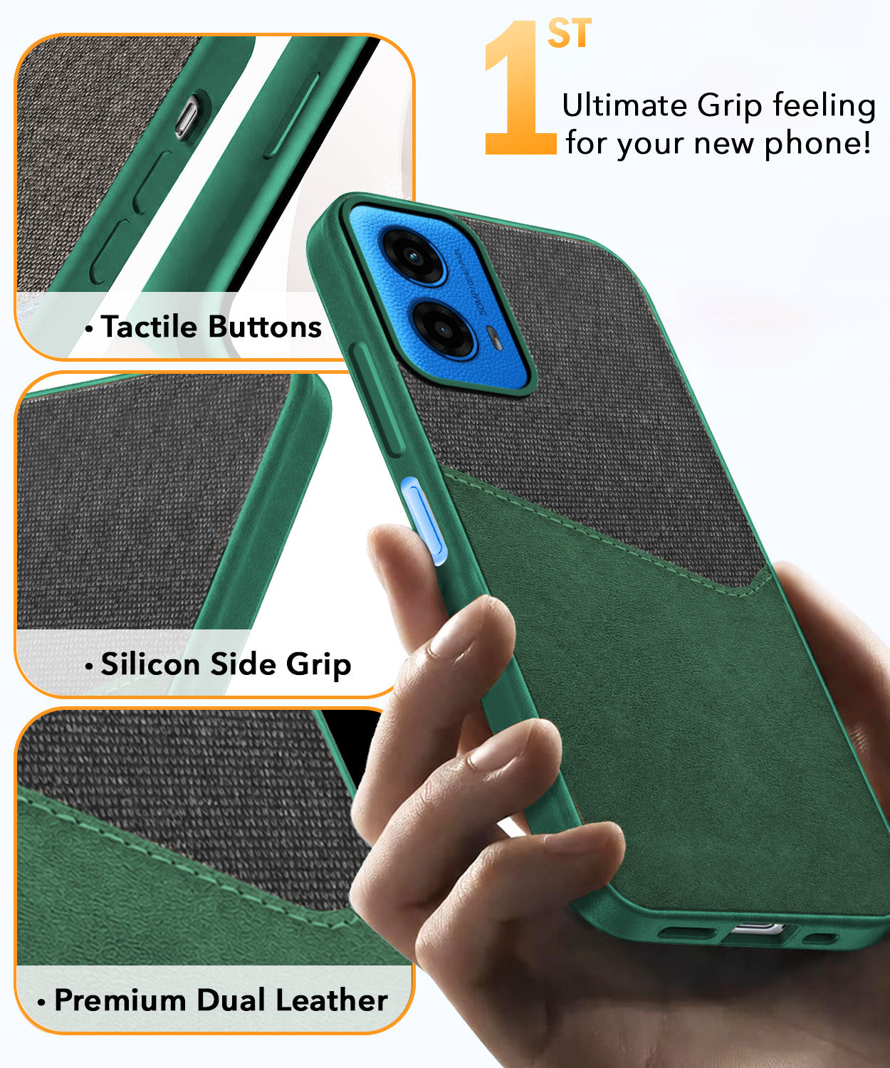 For Motorola Moto G45 Back Cover Case (Dual PU Leather Stitch | Professional Minimalist | Soft and Flexible)