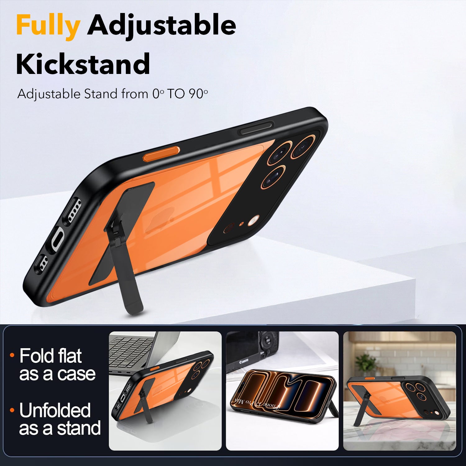 For Apple iPhone 17 Pro Max Back Cover Case (Built-in Stand | Lifetime Anti Yellow | Kickstand Shockproof | Camera Protection | MagSafe Compatible)