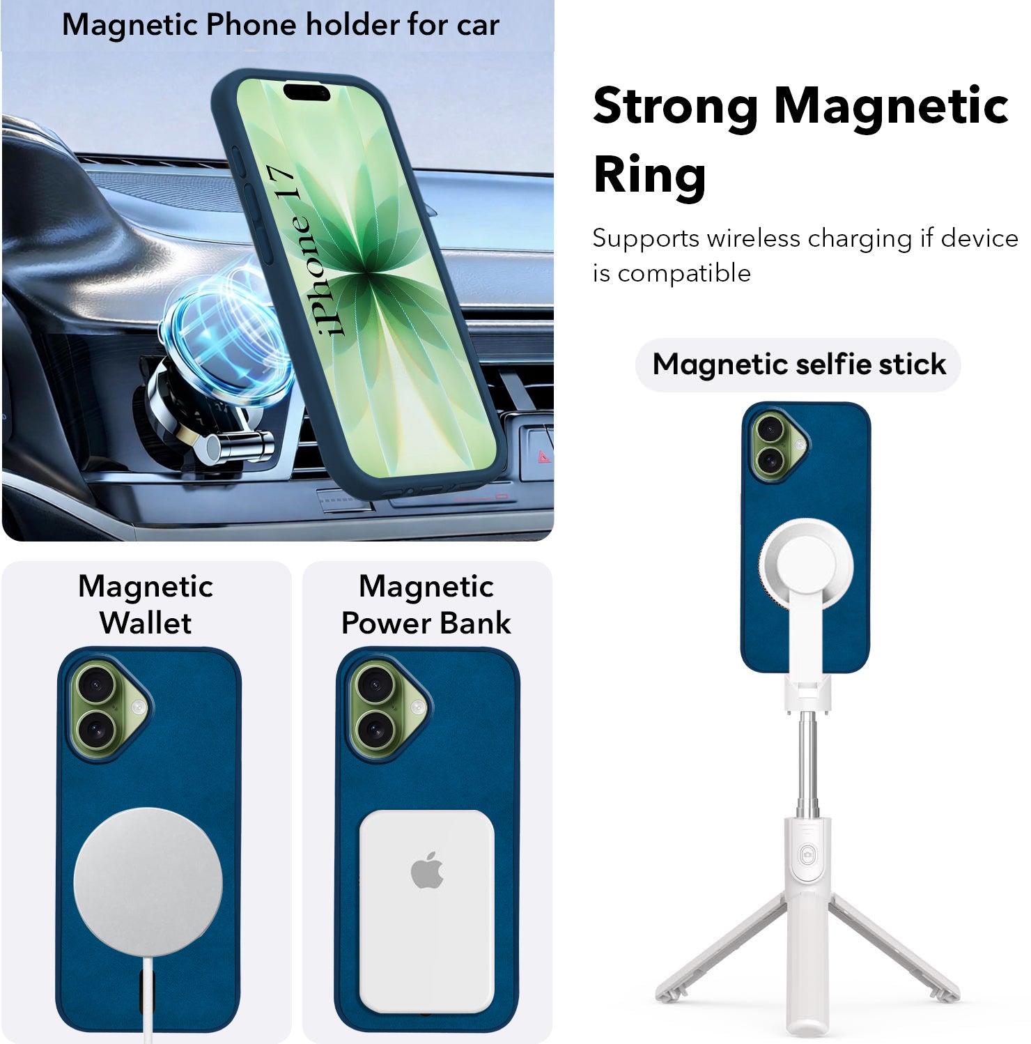 For Apple iPhone 17 Back Cover Case Leather Finish (MagSafe Compatible Wireless Charging | Soft Touch | Camera Bump Protection)