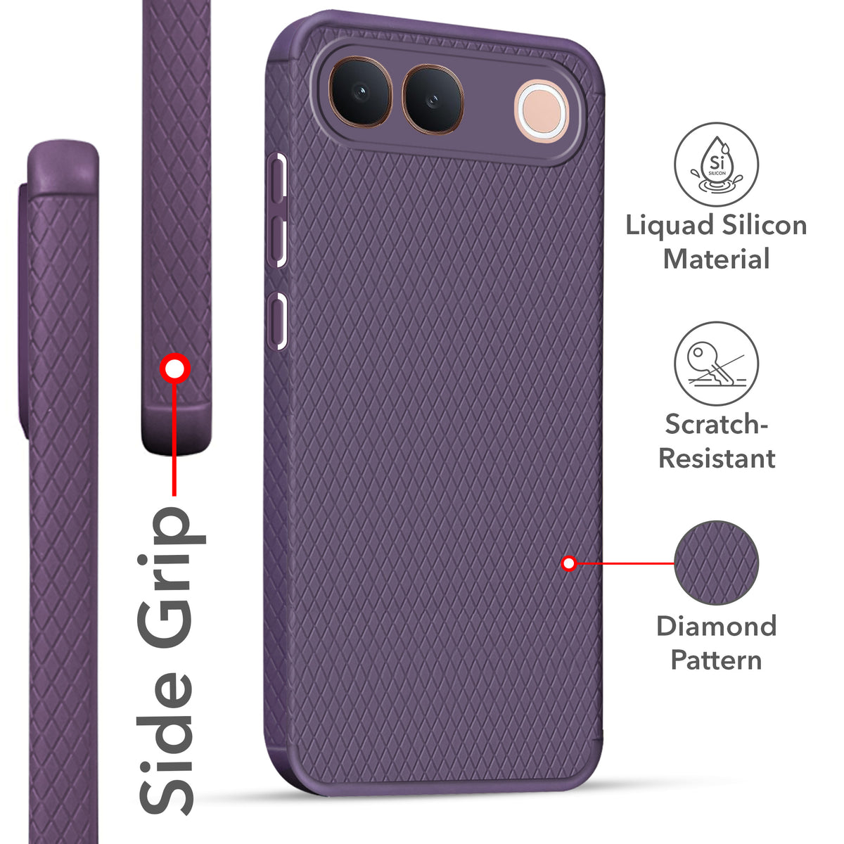For Vivo S2 5G Back Cover Case Liquid Silicone (Camera Protection | Side Grip Texture | Soft and Flexible)