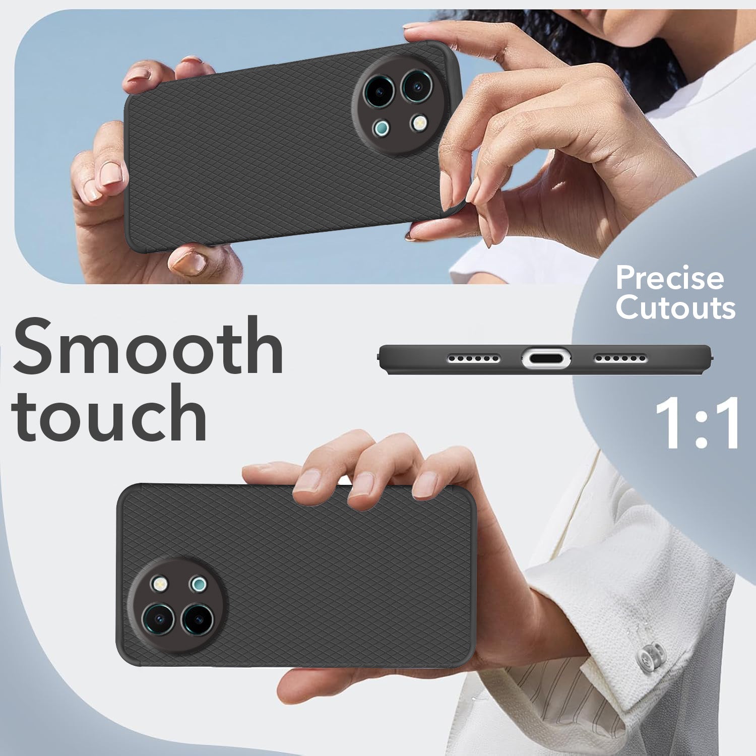 For Vivo Y58 5G Back Cover Case (Liquid Silicone | Side Grip | Camera Protection)