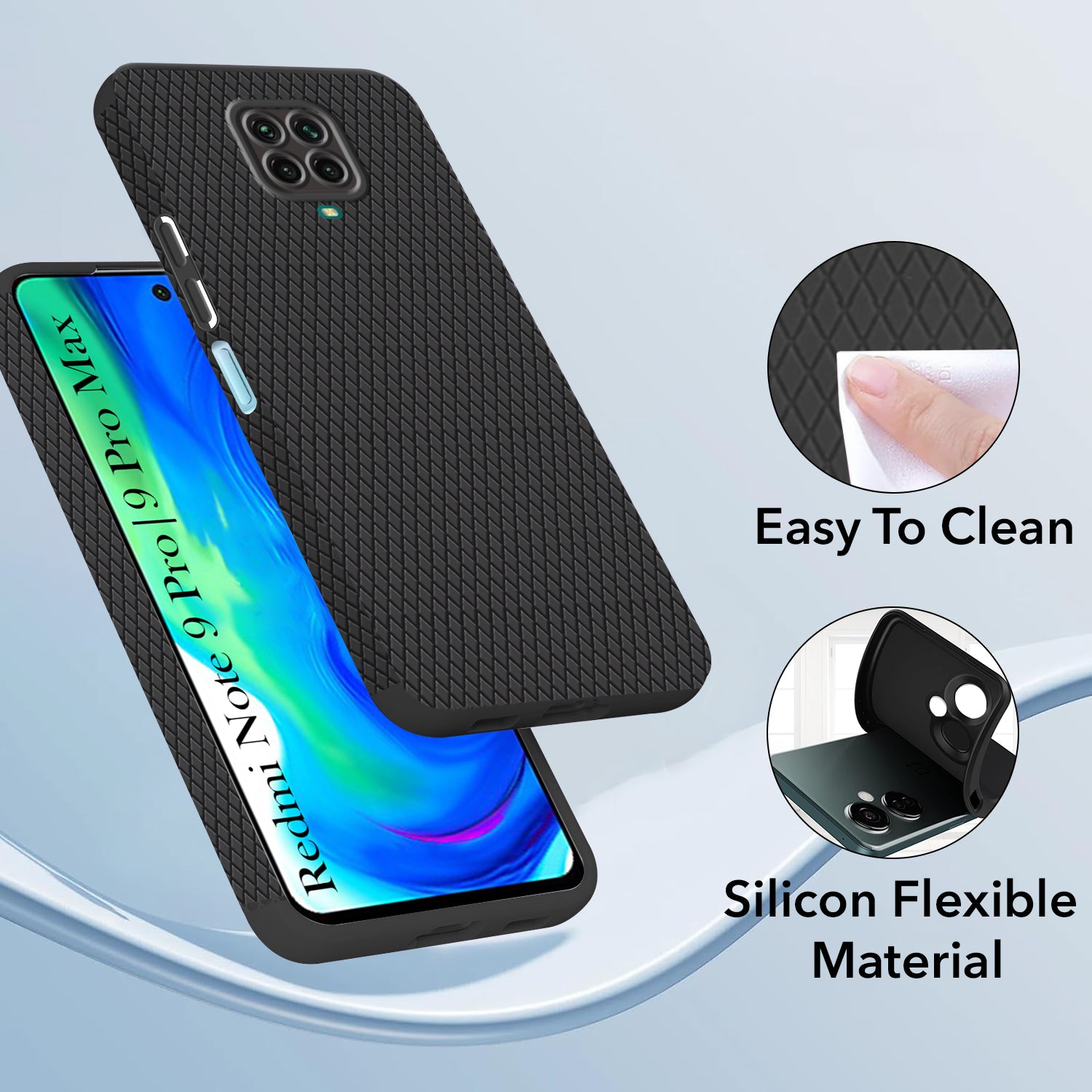 For Redmi Note 9 Pro | 9 Pro Max | Note 10 Lite Back Cover Case (Liquid Silicone | Side Grip | Camera Protection)