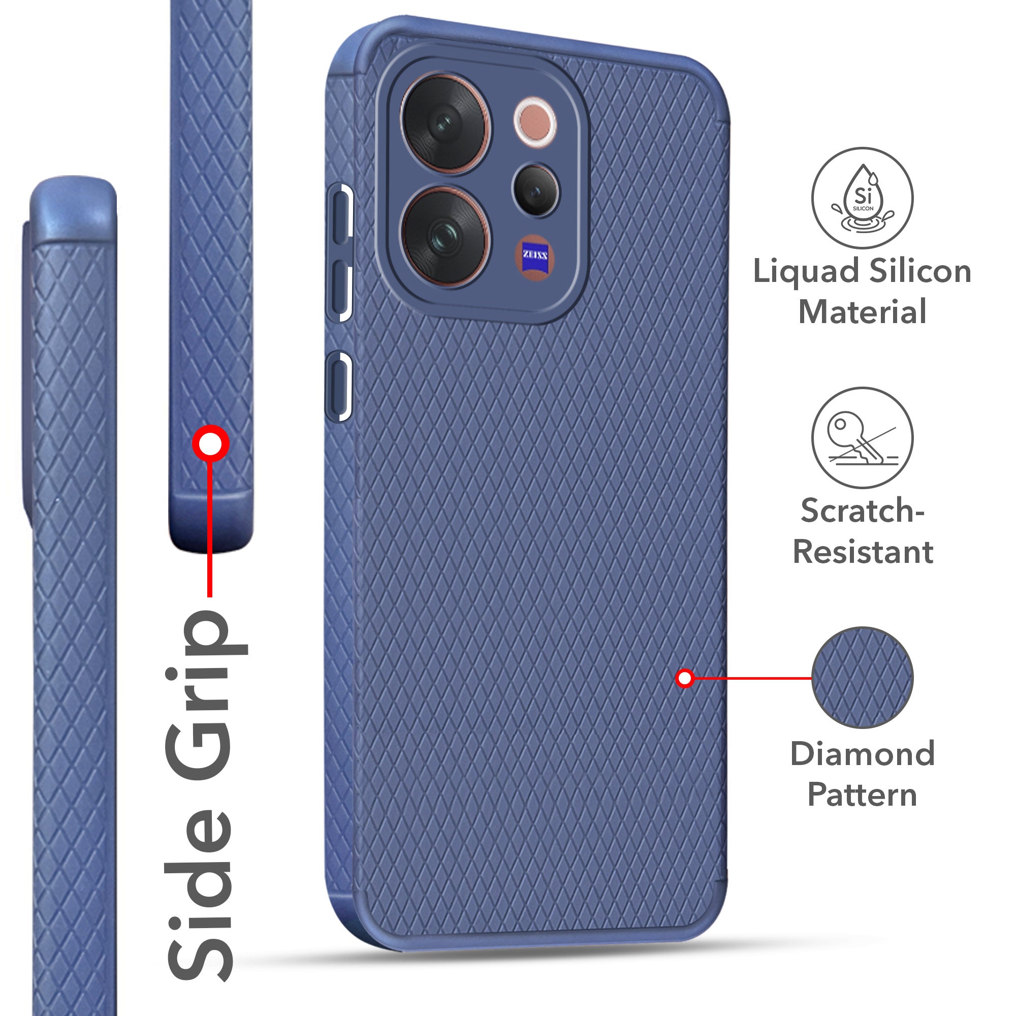 For Vivo V70 | Vivo V70 Elite 5G Back Cover Case Liquid Silicone (Camera Protection | Side Grip Texture | Soft and Flexible)