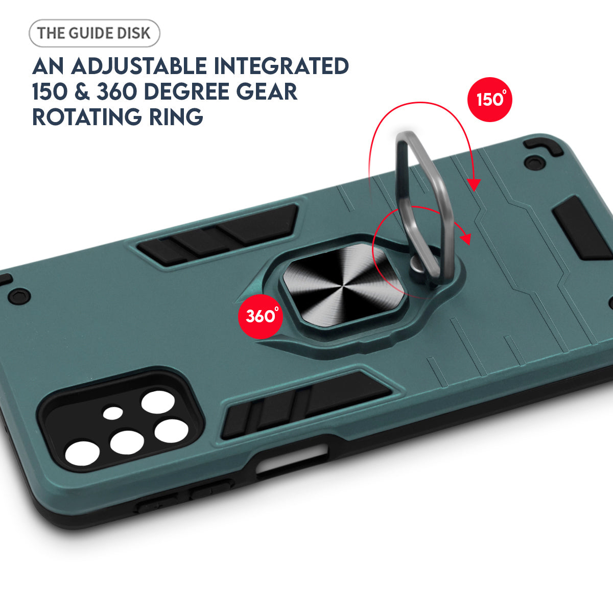 For Infinix Hot 60i 5G Back Cover Case Hybrid Armor (Shockproof Dual Layer Polycarbonate |Ring Holder Kickstand)