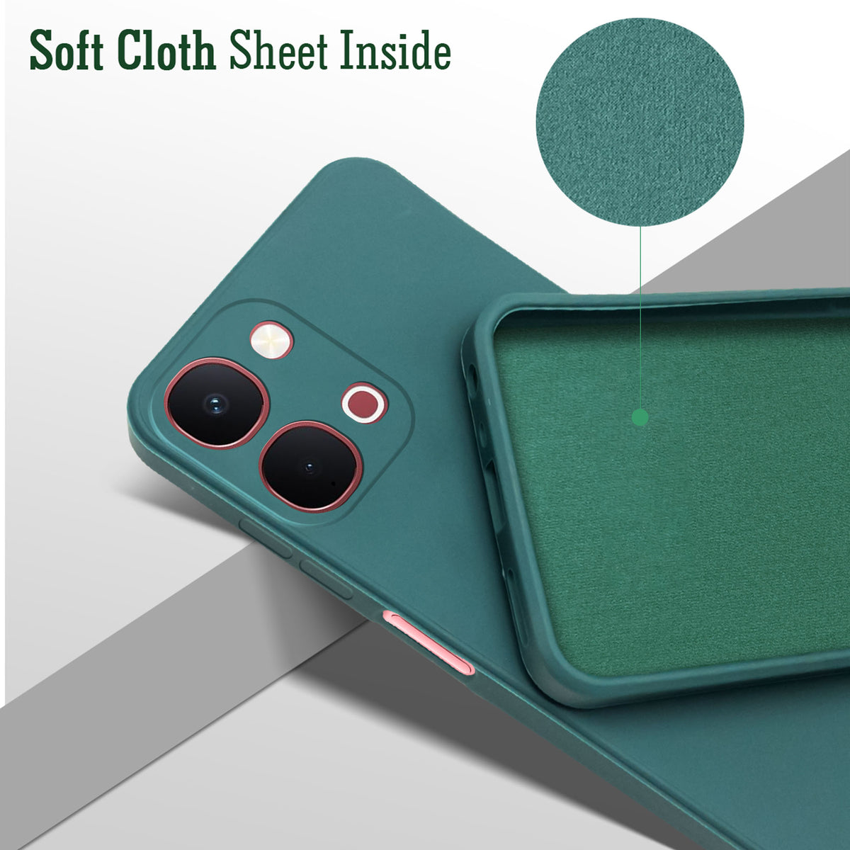 For Vivo Y31T 5G Back Cover Case (Matte Finish Silicone with Inside Fiber cloth)