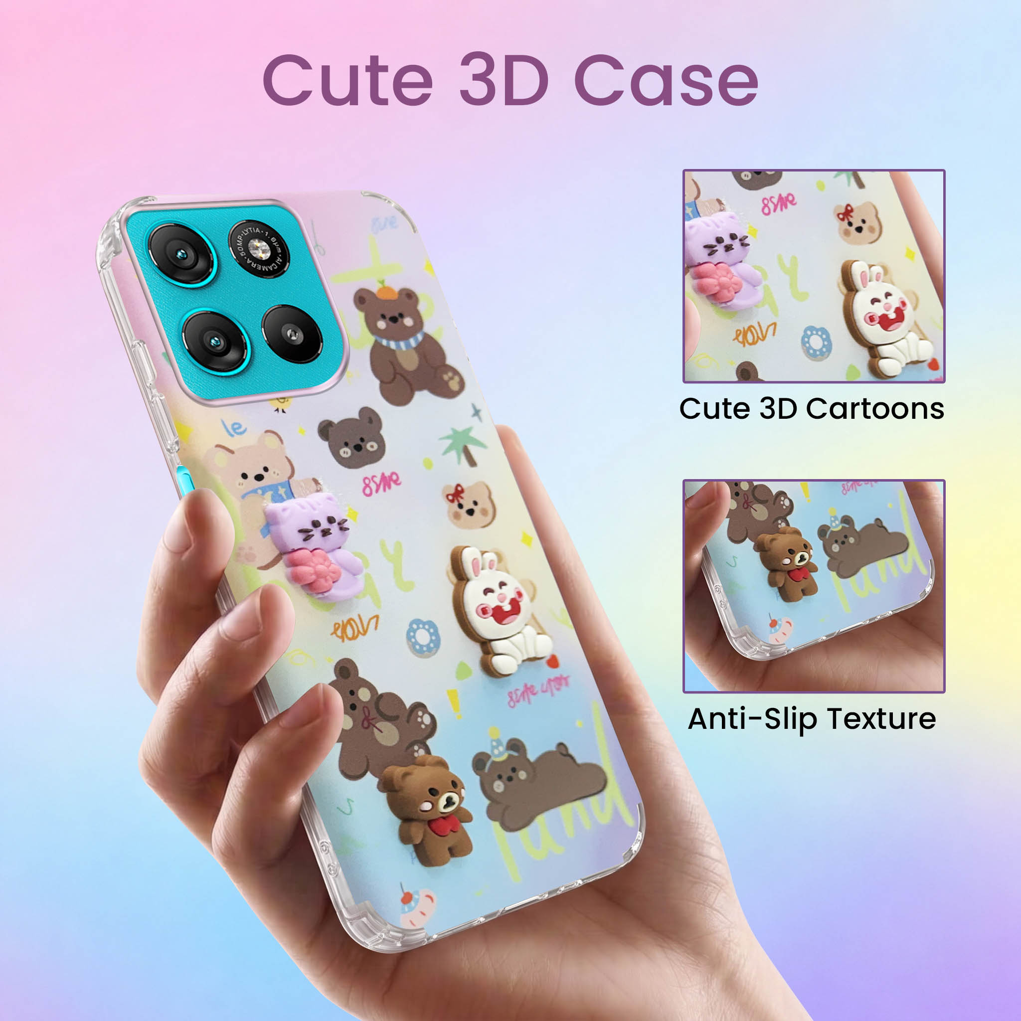 For Motorola Moto G67 Power | G57 Power Back Cover Case (3D Cute Cartoons | Hard Back Side Soft | Matte Premium Finish | HD Printing)