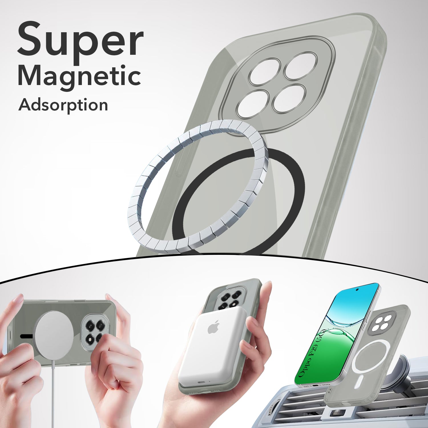 For Oppo F29 Back Cover Case Lifetime Anti-Yellow MagSafe Compatible Clear (Sleek Hard Crystal | Shockproof and Camera Protection)