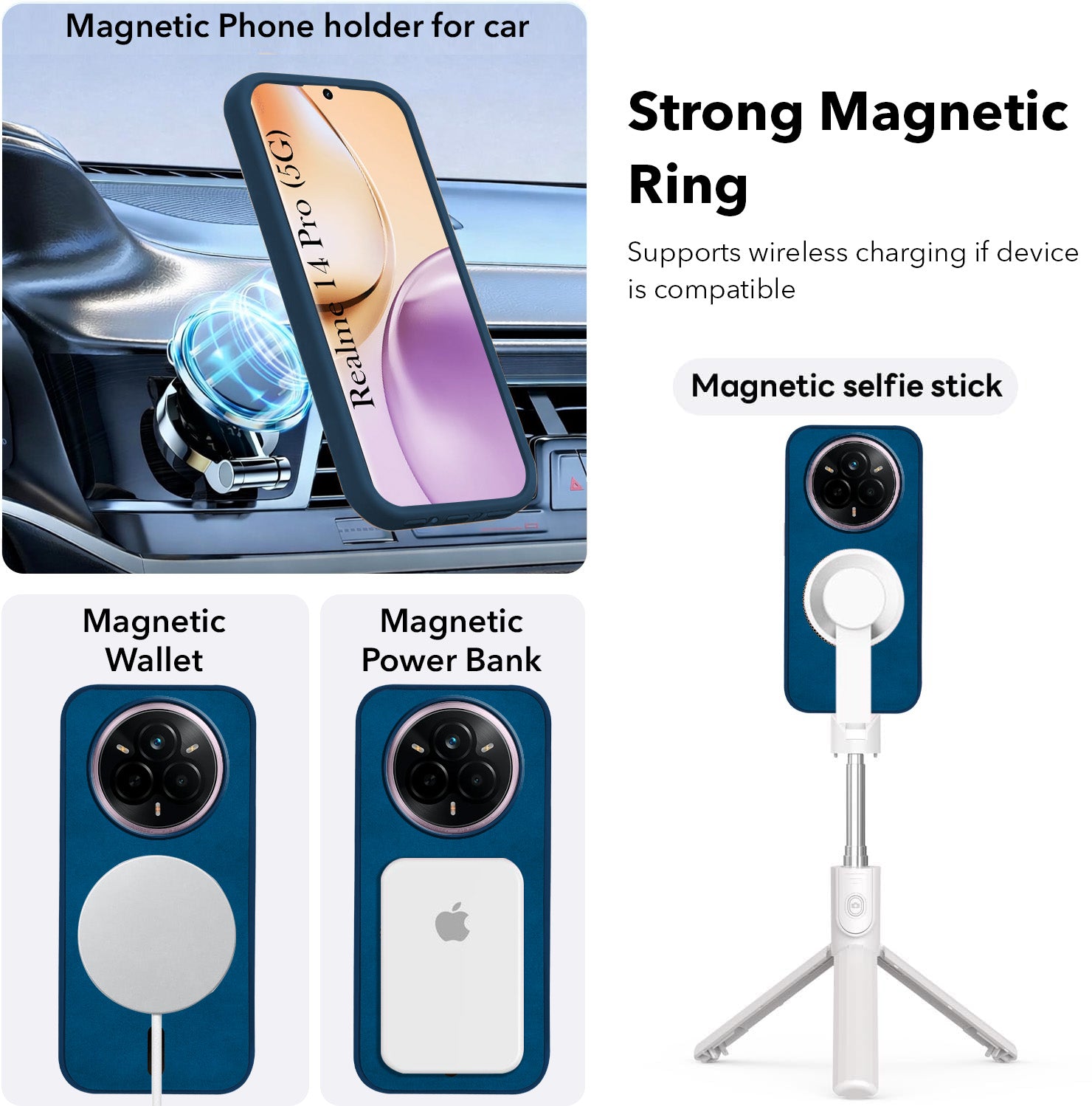 For Realme 14 Pro Back Cover Case Leather Finish (MagSafe Compatible Wireless Charging | Soft Touch | Camera Bump Protection)
