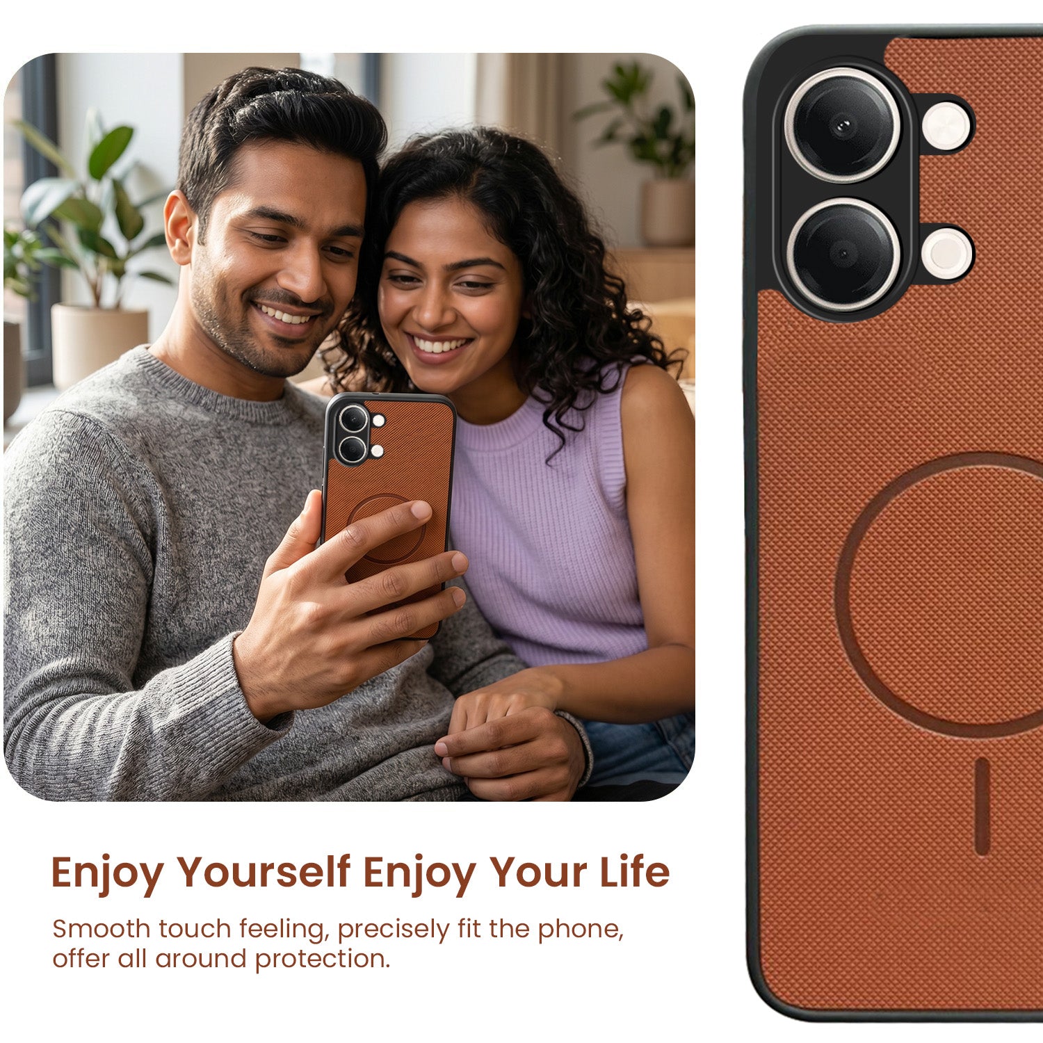 For Vivo Y11 | Vivo Y21 5G Back Cover Case PU Leather (Texture Grip Design | Professional Minimalist | Camera Protection | Soft and Flexible)