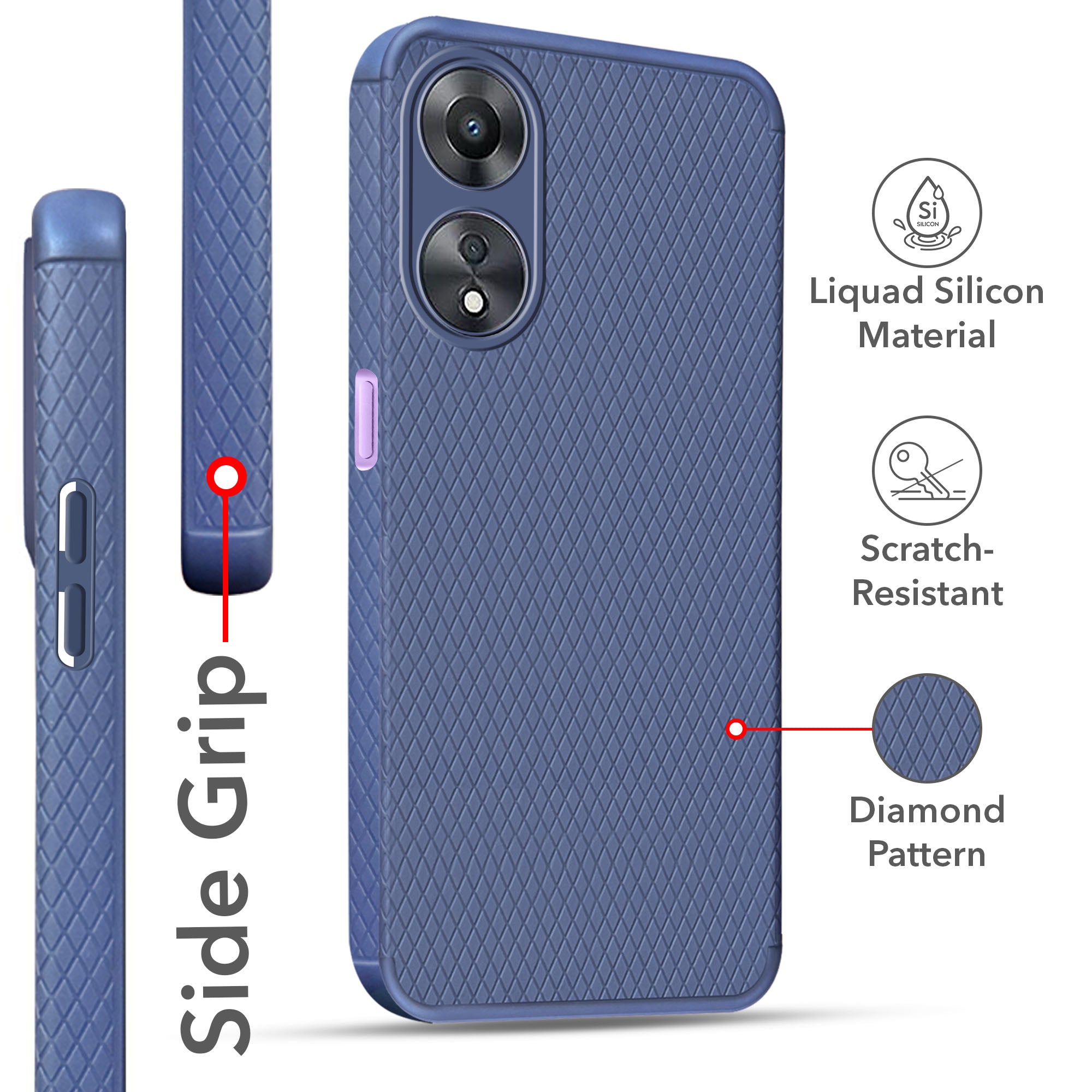 For Oppo A78 5G Back Cover Case (Liquid Silicone | Side Grip | Camera Protection)