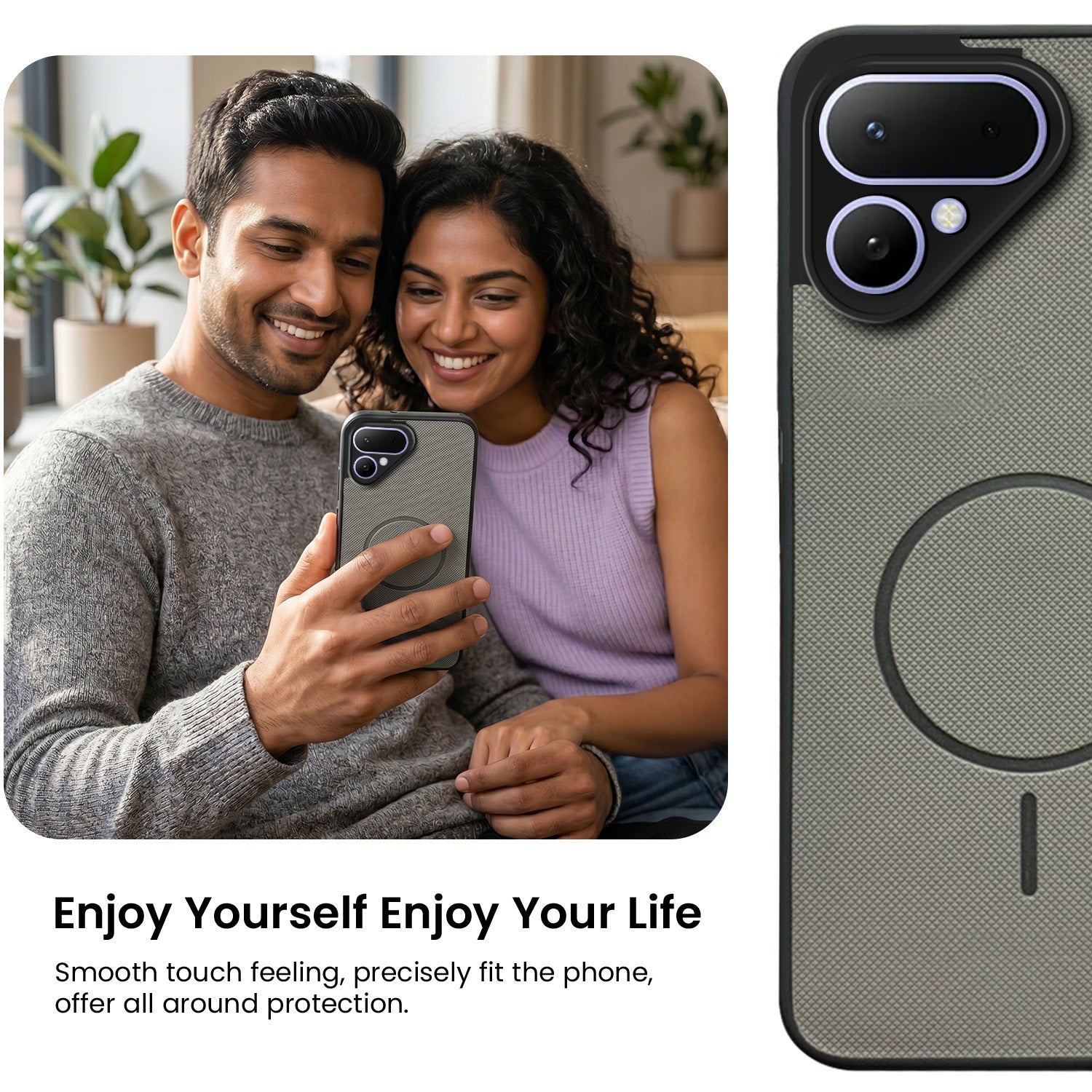 For Tecno Pova Curve 2 Back Cover Case PU Leather (Texture Grip Design | Professional Minimalist | Camera Protection | Soft and Flexible)