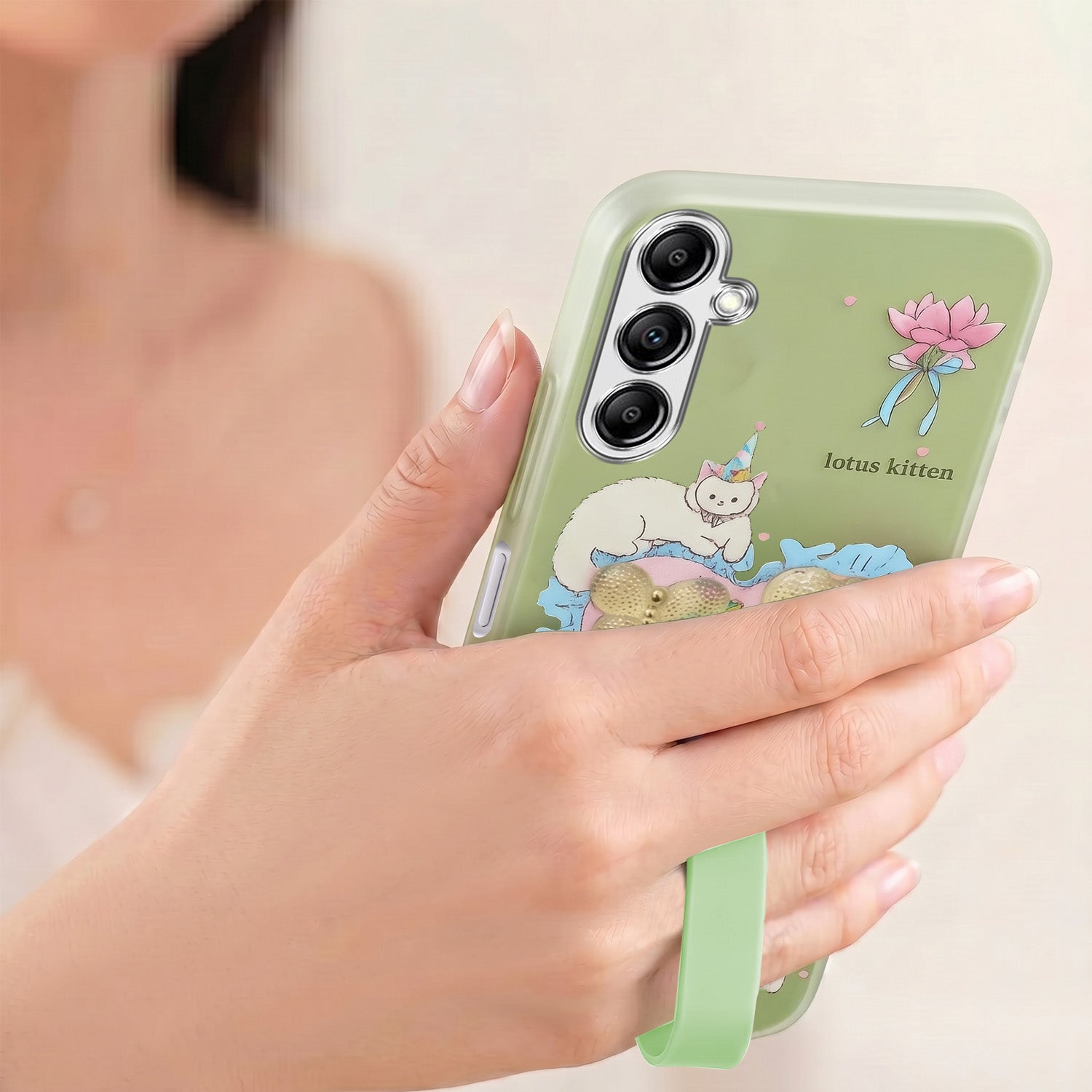 For Samsung Galaxy A14 4G | 5G Back Cover Case (3D Cute Heart Strap Holder | Camera Protection | Designer Girls Print)