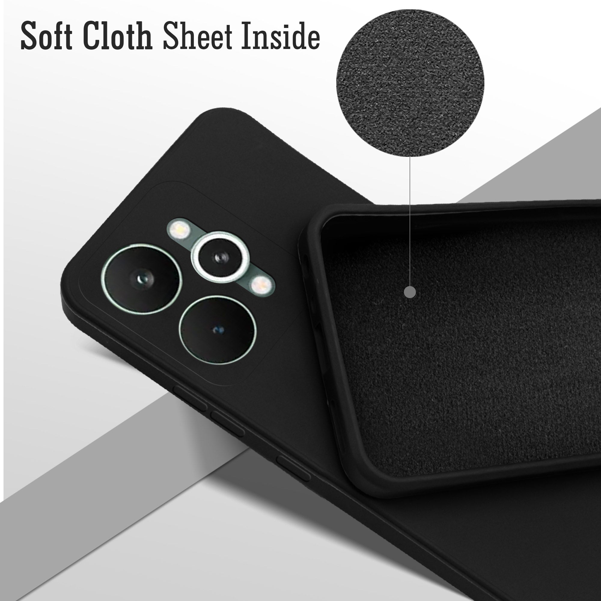 For Realme 15 Back Cover Case (Matte Finish Silicone with Inside Fiber cloth)