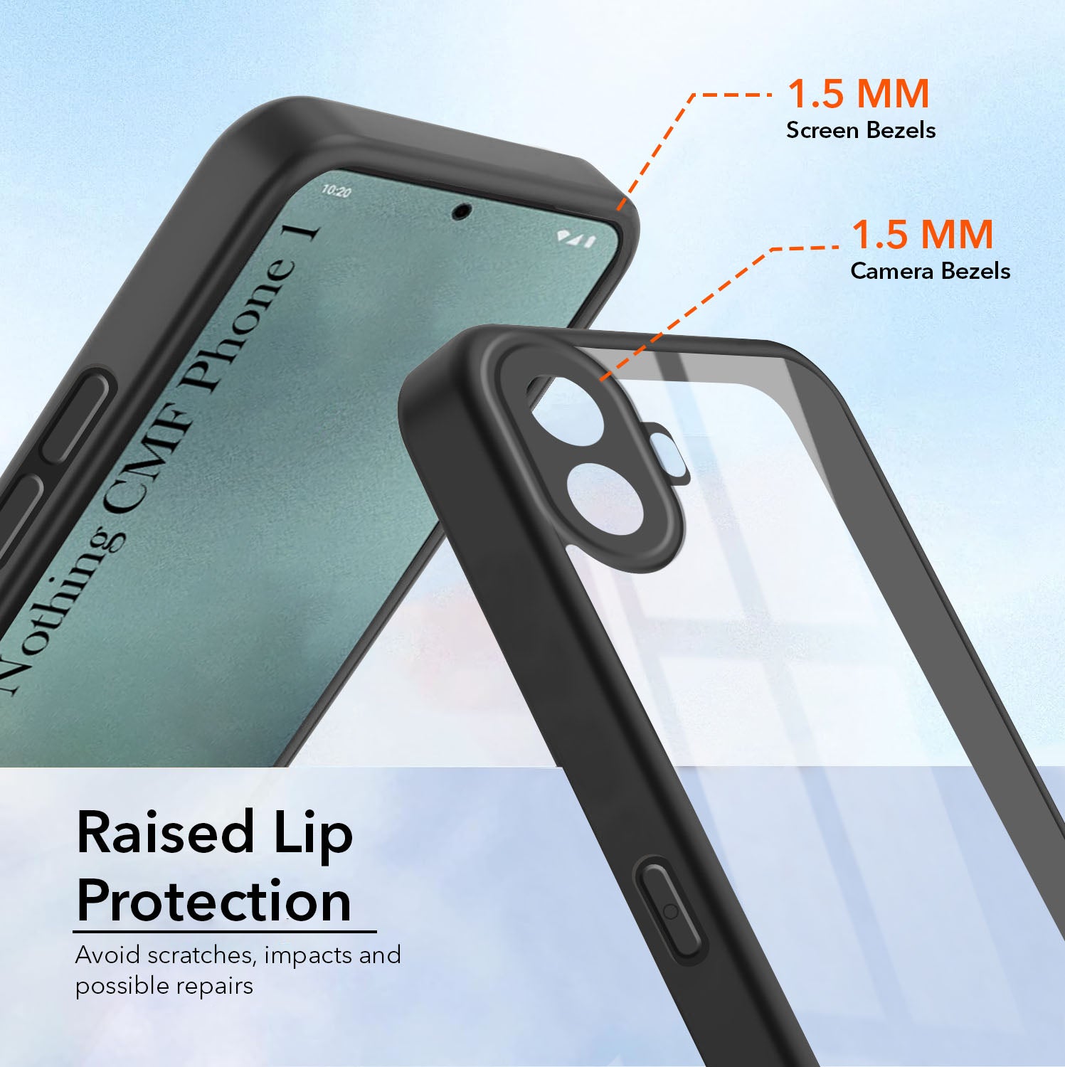 For Nothing CMF Phone 1 Combo with Back Cover and 9H Tempered Glass (Lifetime Anti-Yellow | Crystal Clear Shockproof | Oleophobic Coating Screen Glass)