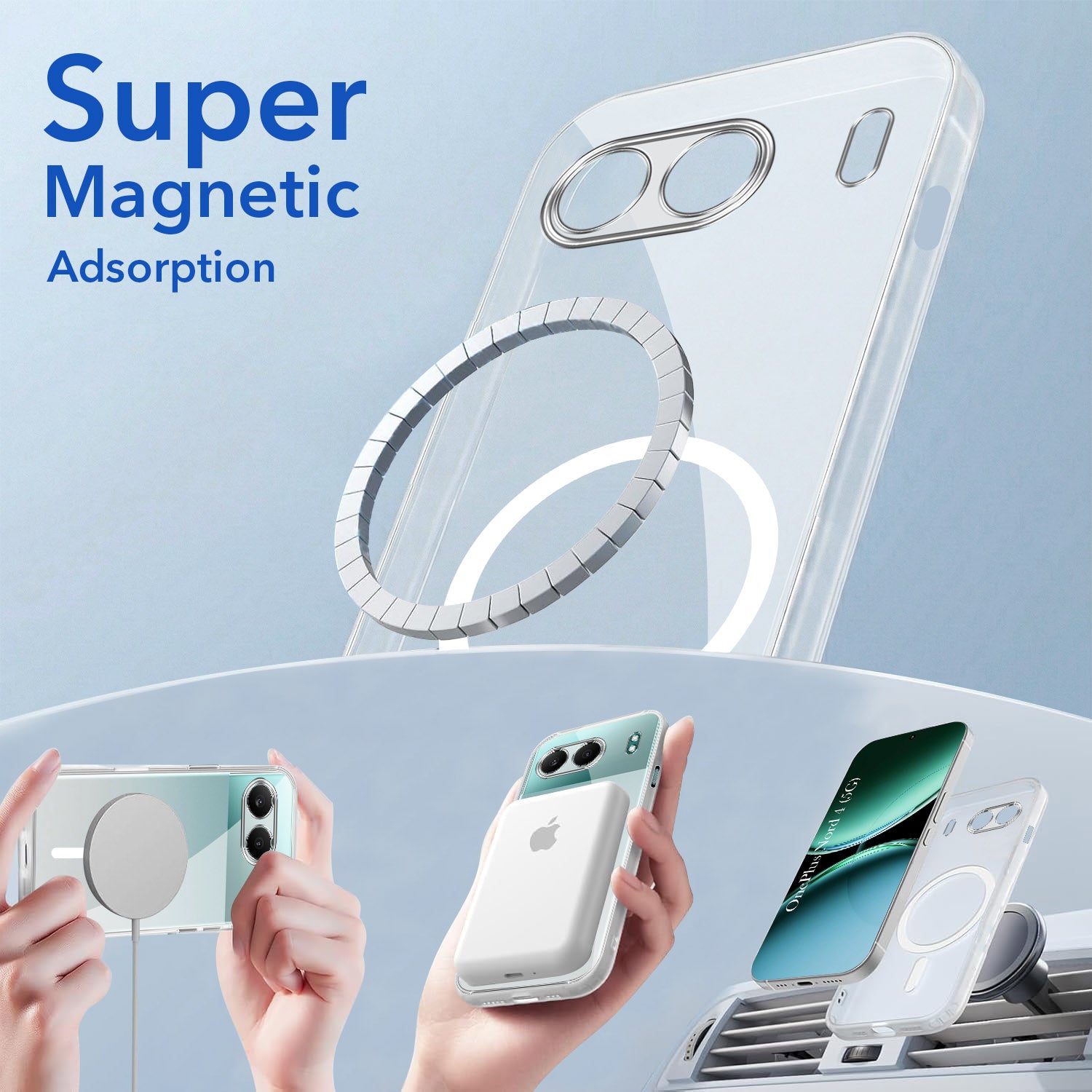 For Oneplus Nord 4 Back Cover Case Lifetime Anti-Yellow MagSafe Compatible Clear (Sleek Hard Crystal | Shockproof and Camera Protection