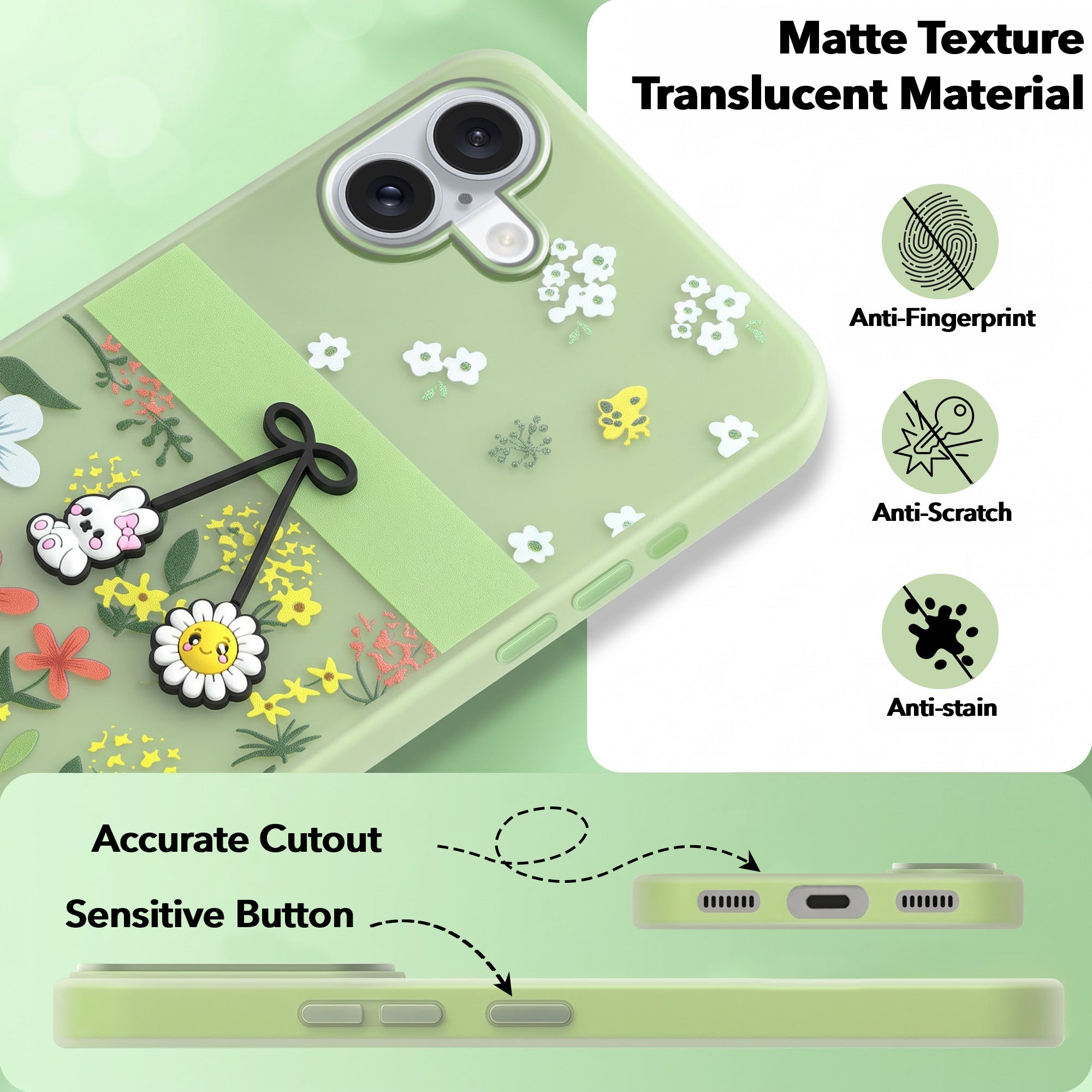 For Apple iPhone 16 Plus Back Cover Case (3D Cute Cartoons | Hard Back Side Soft | Matte Premium Finish | HD Printing)