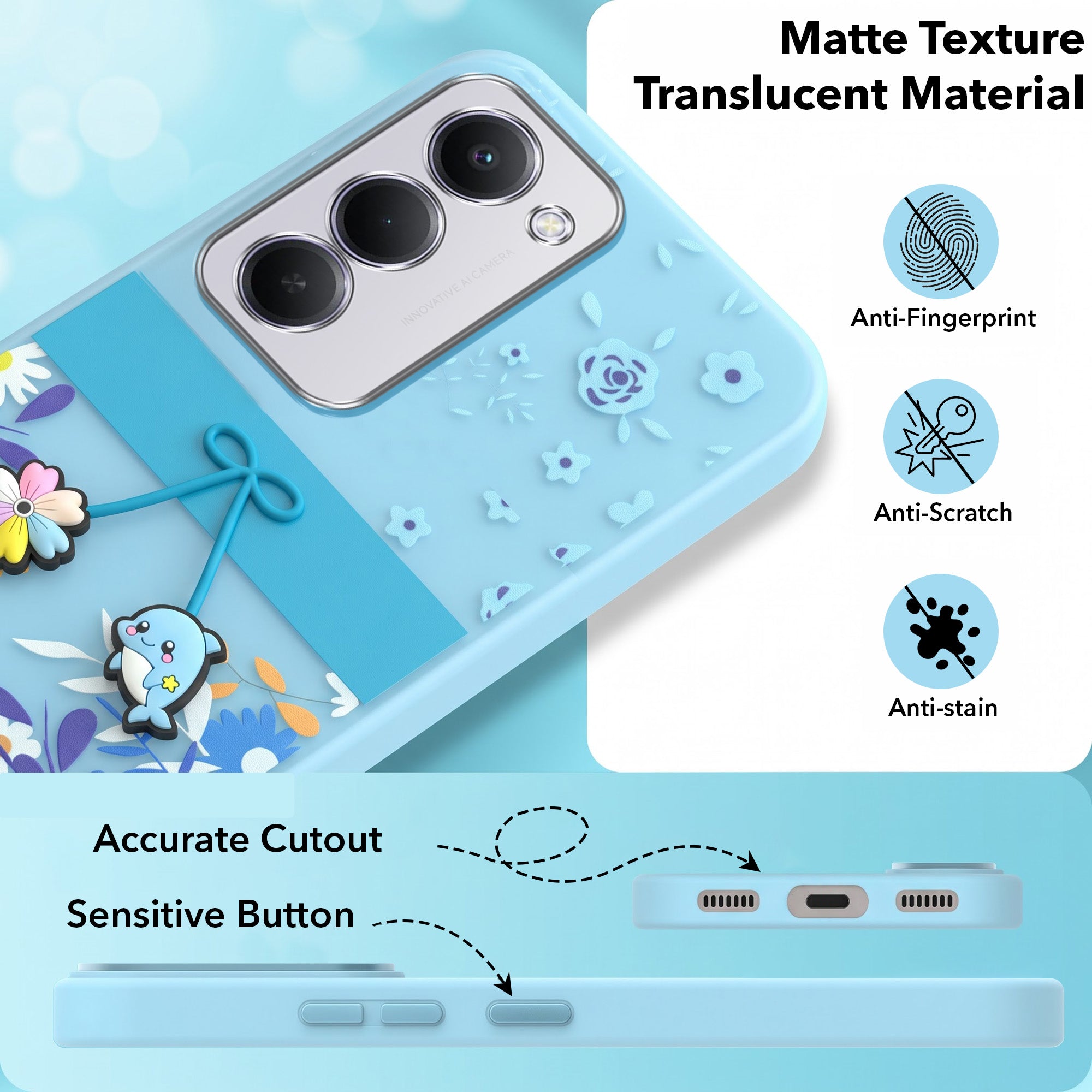 For Redmi 15 Back Cover Case (3D Cute Cartoons | Hard Back Side Soft | Matte Premium Finish | HD Printing)