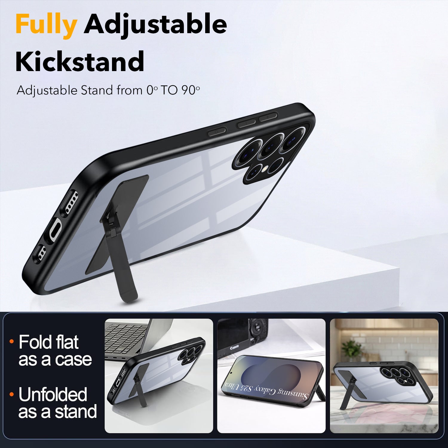 For Samsung Galaxy S25 Ultra Back Cover Case (Built-in Stand | Lifetime Anti Yellow | Kickstand Shockproof | Camera Protection | MagSafe Compatible)