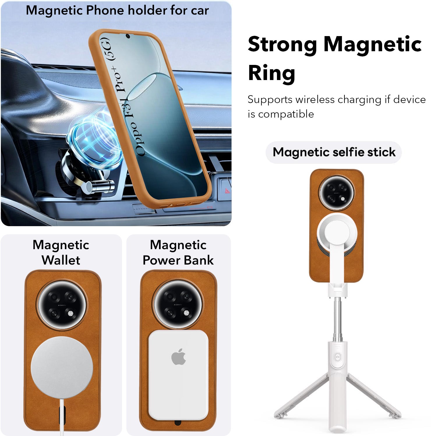 For Oppo F31 Pro Plus Back Cover Case Leather Finish (MagSafe Compatible Wireless Charging | Soft Touch | Camera Bump Protection)