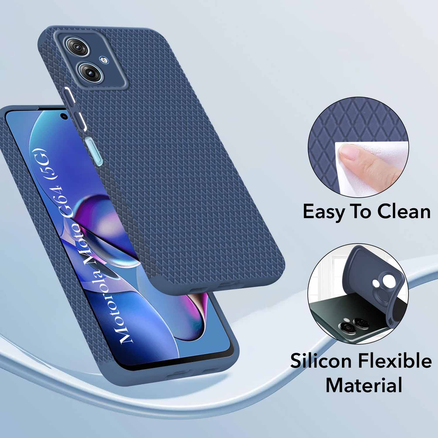 For Motorola Moto G64 5G Back Cover Case (Liquid Silicone | Side Grip | Camera Protection)