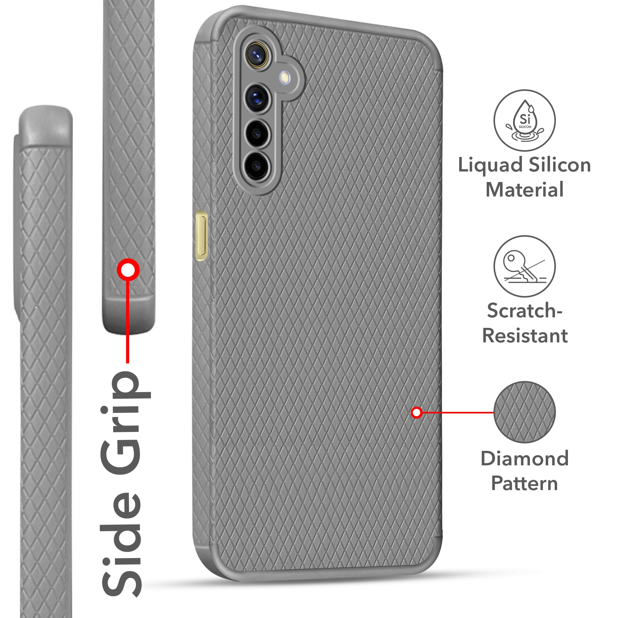 For Realme 6 Back Cover Case Liquid Silicone (Camera Protection | Side Grip Texture | Soft and Flexible)