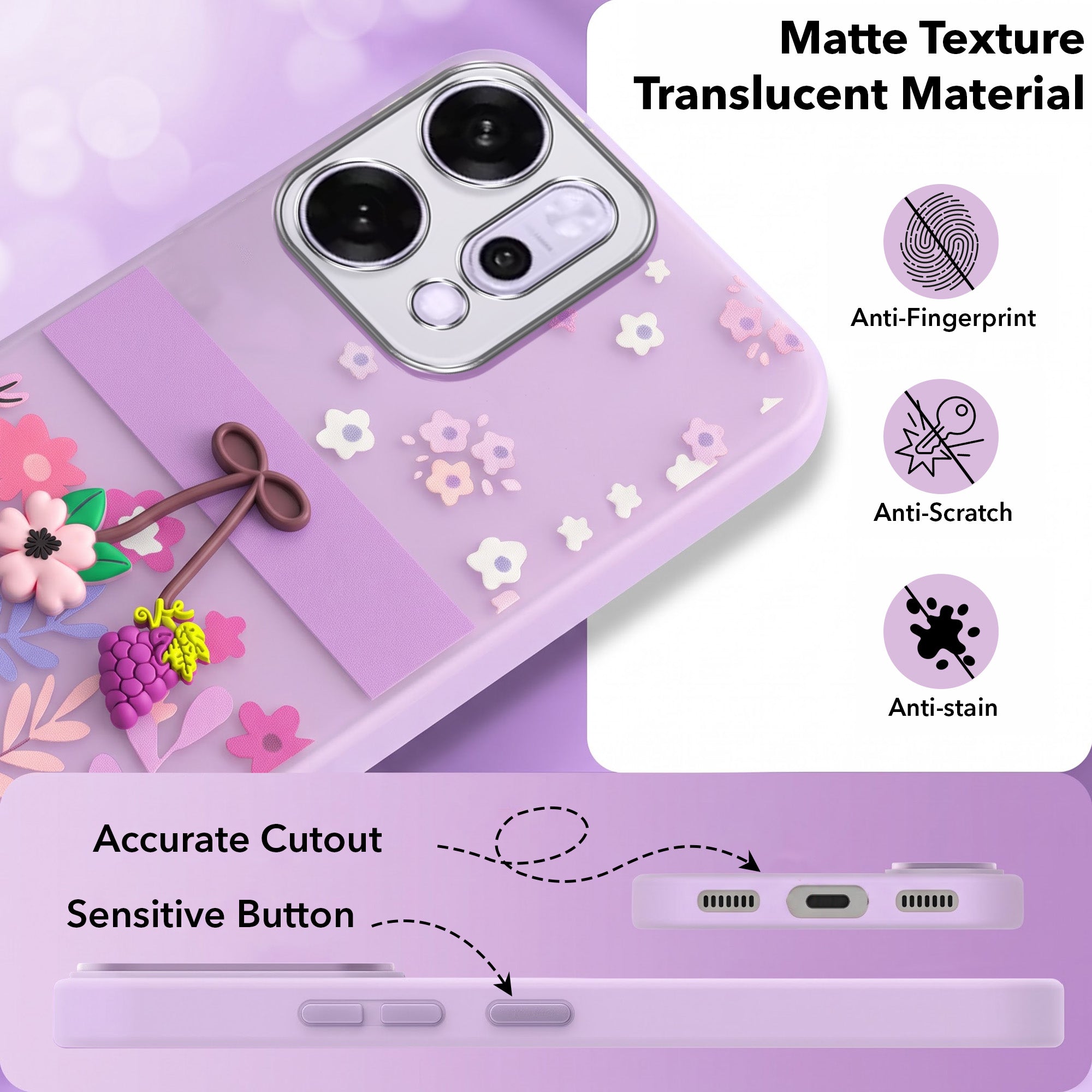 For Oppo Reno14 Pro 5G | Oppo Reno 14 Pro 5G Back Cover Case (3D Cute Cartoons | Hard Back Side Soft | Matte Premium Finish | HD Printing)