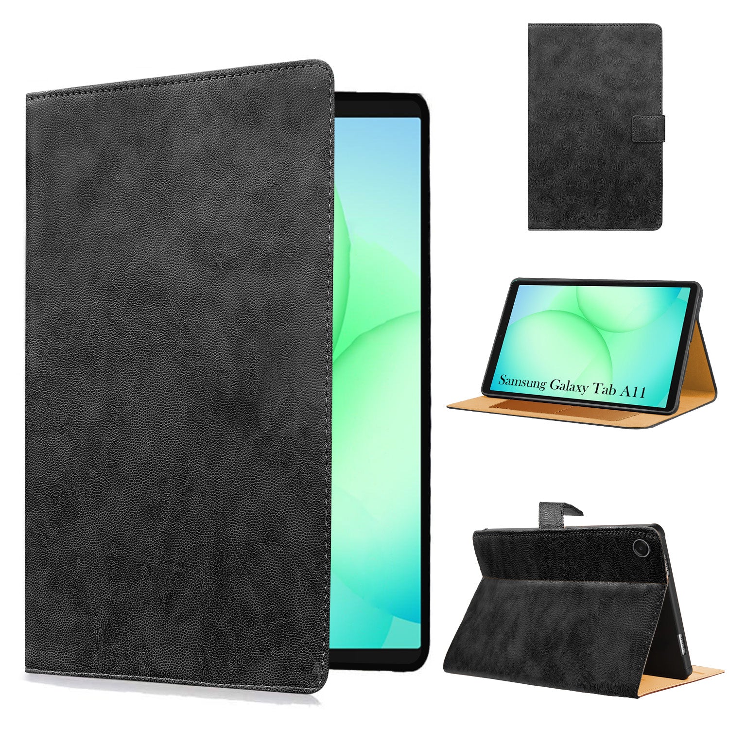 For Samsung Galaxy Tab A11 8.7 Inch SM-X133/X135/X135F Flip Cover Folio Cover (PU Matte Leather | Multi-Angle Smart Stand | Card Storage Slots | Silicone Back Pouch)